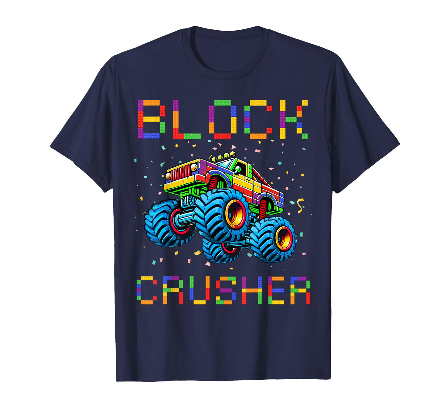 Block Builder Funny Building Block Bricks Monster Truck Kids T-Shirt