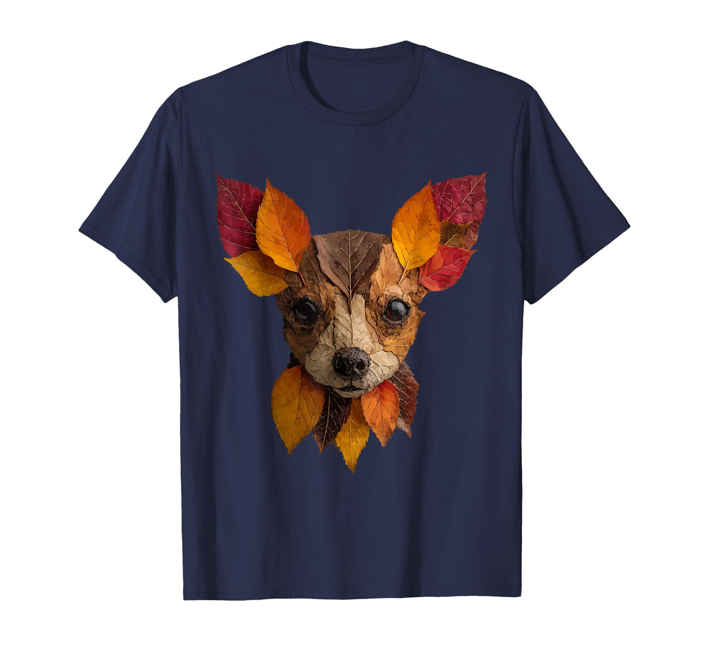 Chihuahua Autumn Leaves Artistic Dog Art Leaf Fall Aesthetic T-Shirt