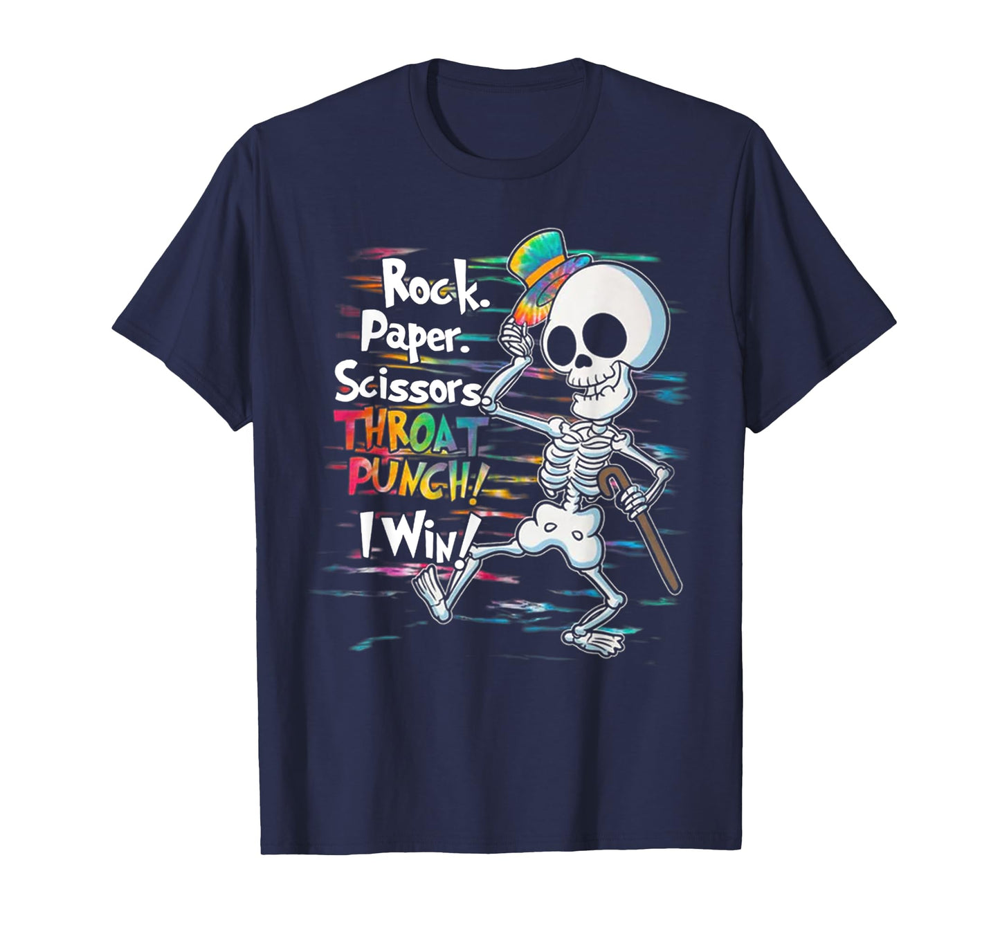 Rock Paper Scissors Throat Punch I Win Funny Skull Skeleton T-Shirt