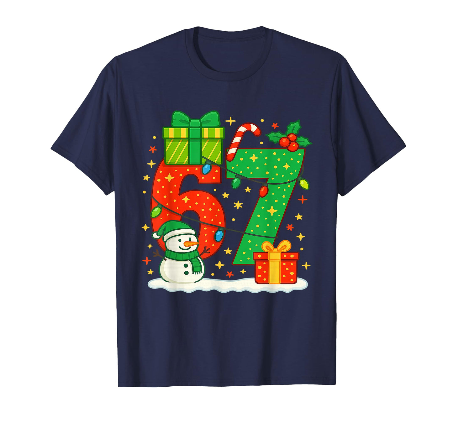 Number 67 Meme Matching Christmas Couple 67 Six Seven 6-7 T-Shirt