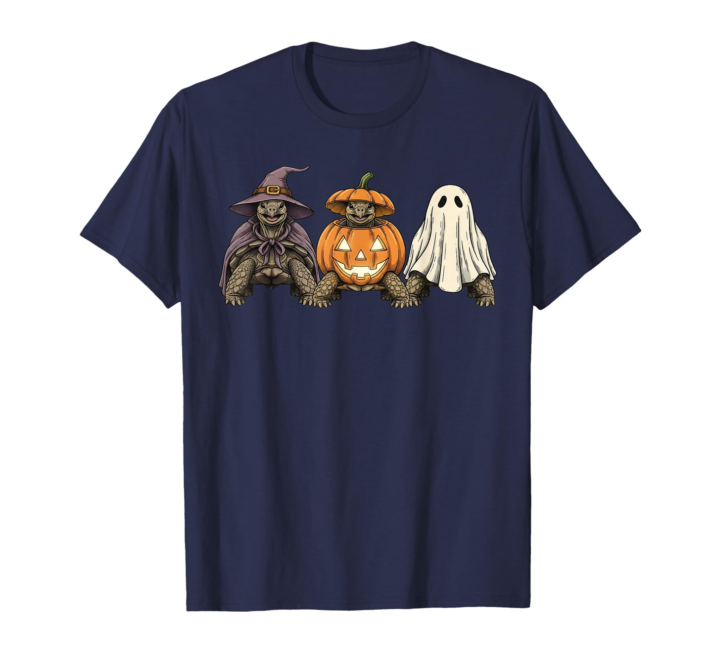 Spooky Ghost Sulcata Tortoise Lover Pumpkin Halloween T-Shirt