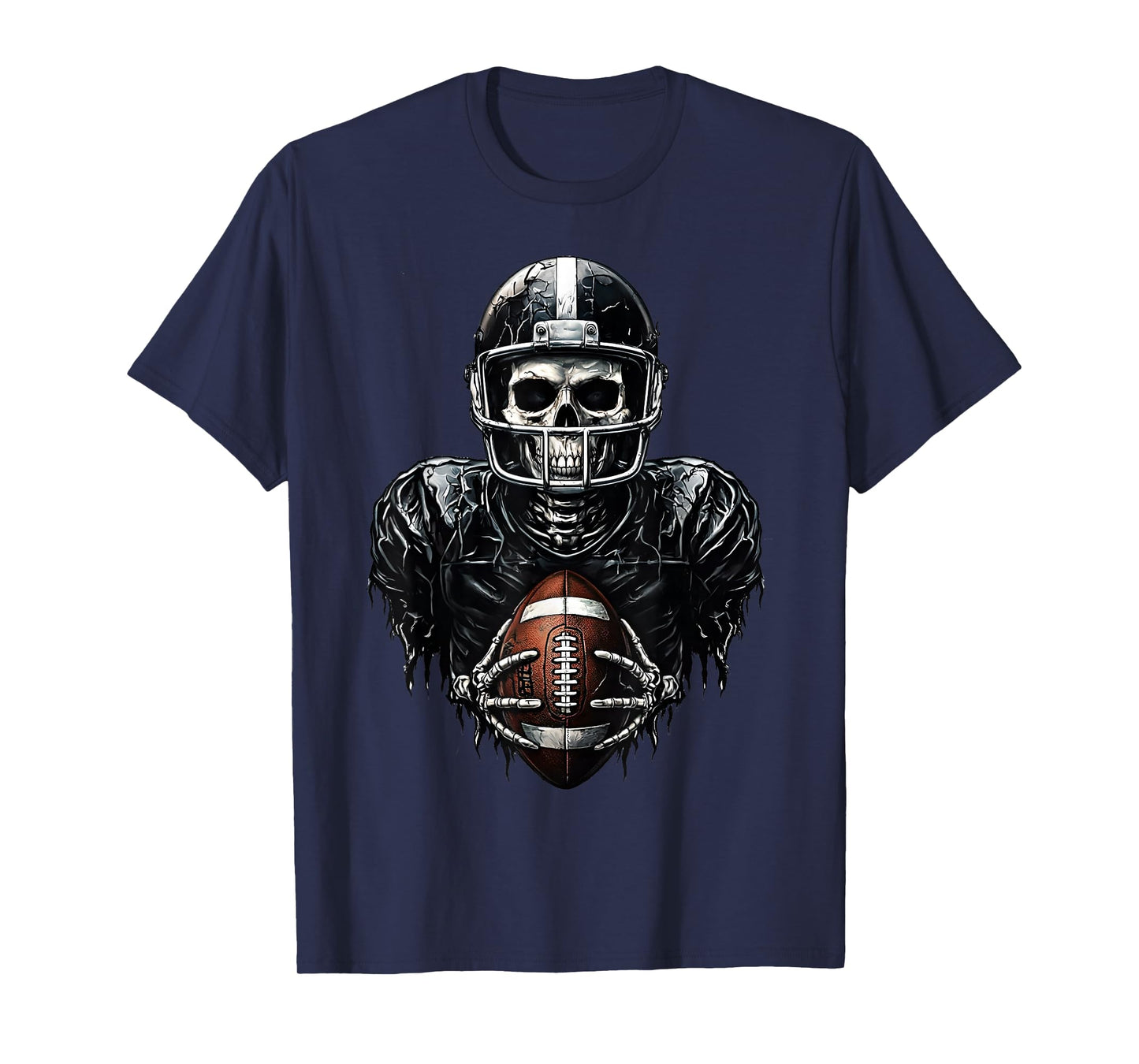 Halloween Skeleton Football Player Spooky Sports Graphic T-Shirt