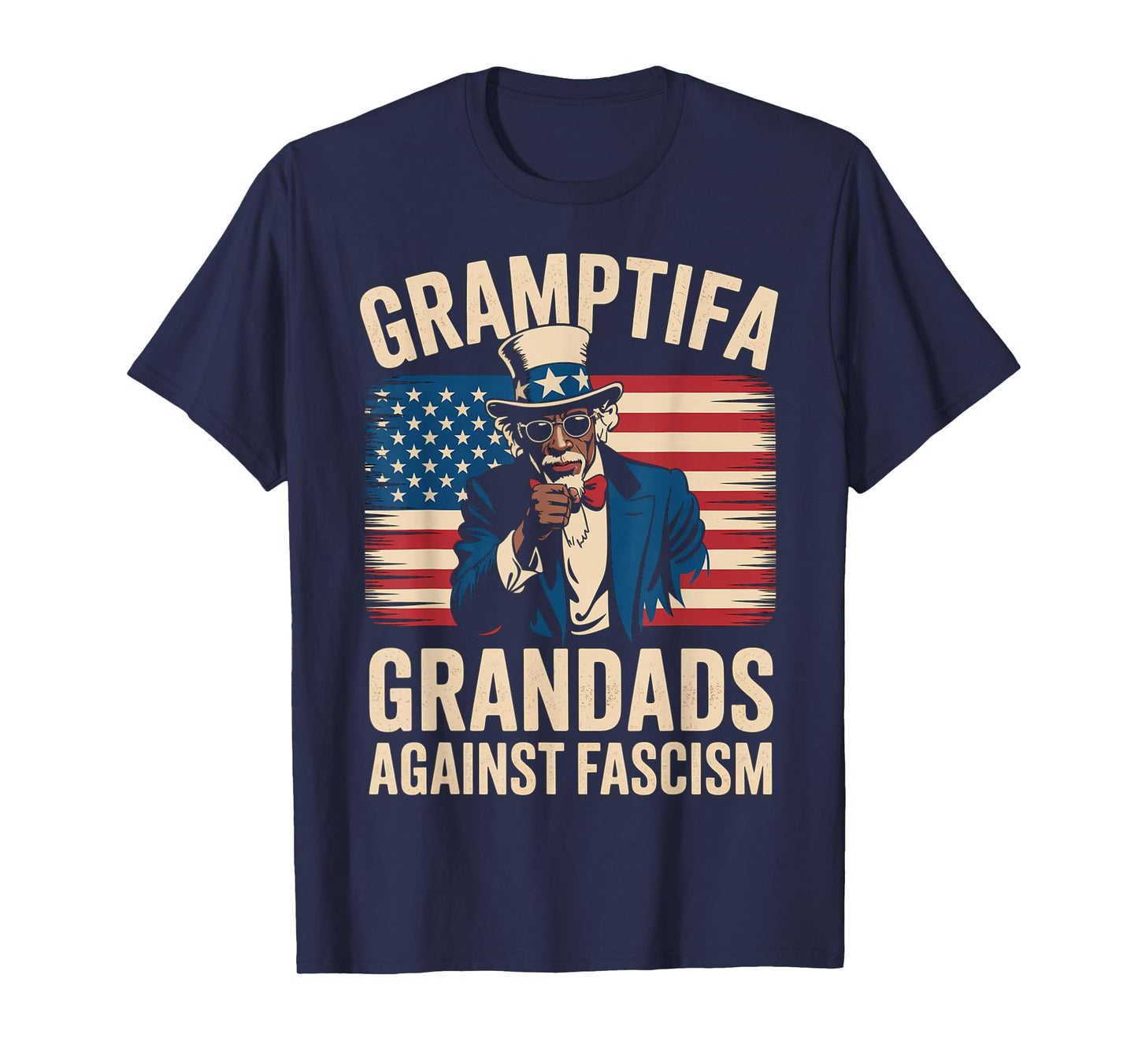Gramptifa Black Grandad Against Fascism Flag Resist No Kings T-Shirt