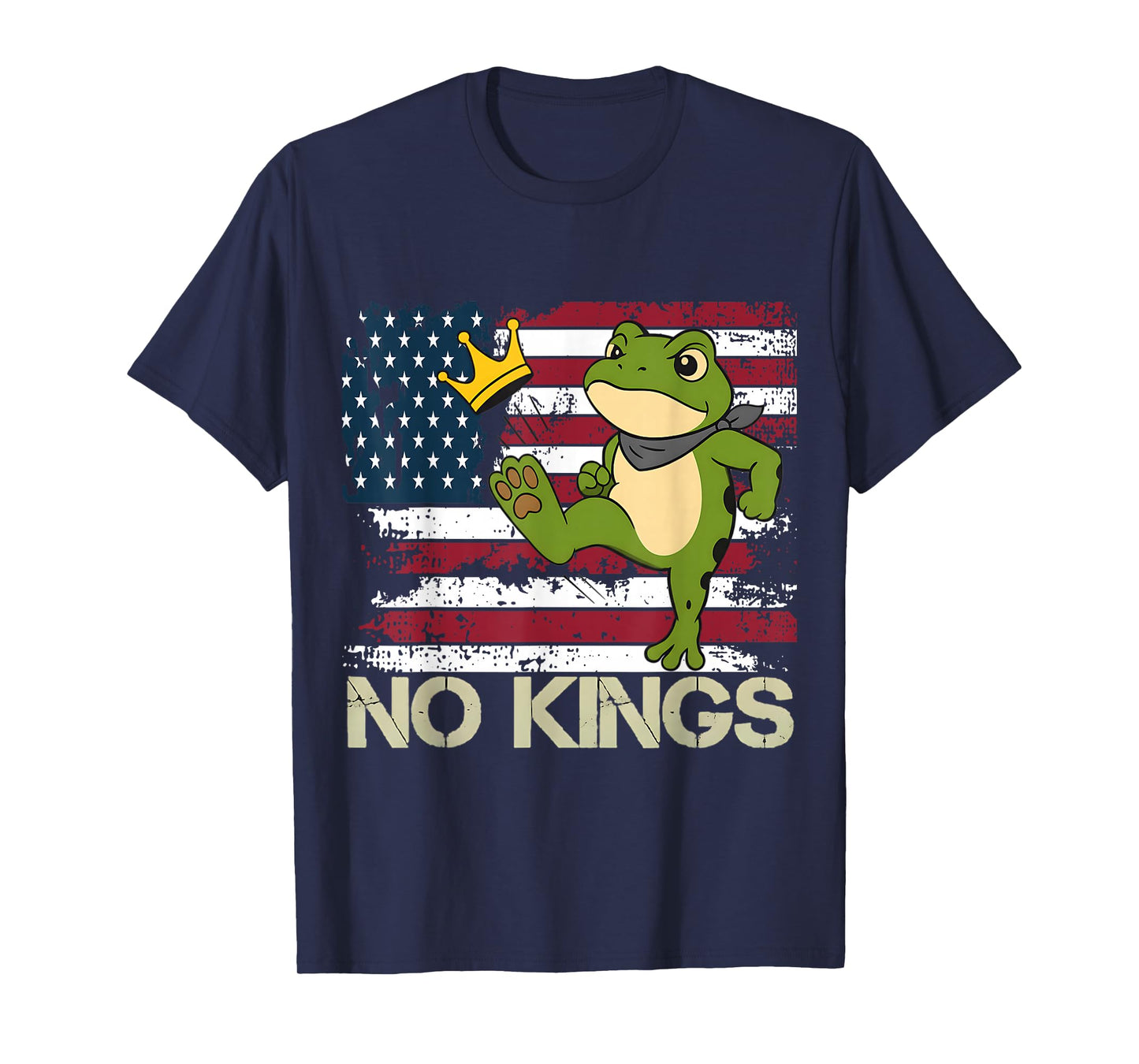 Frog No Kings Veterans No Kings in America Flag Men Women T-Shirt