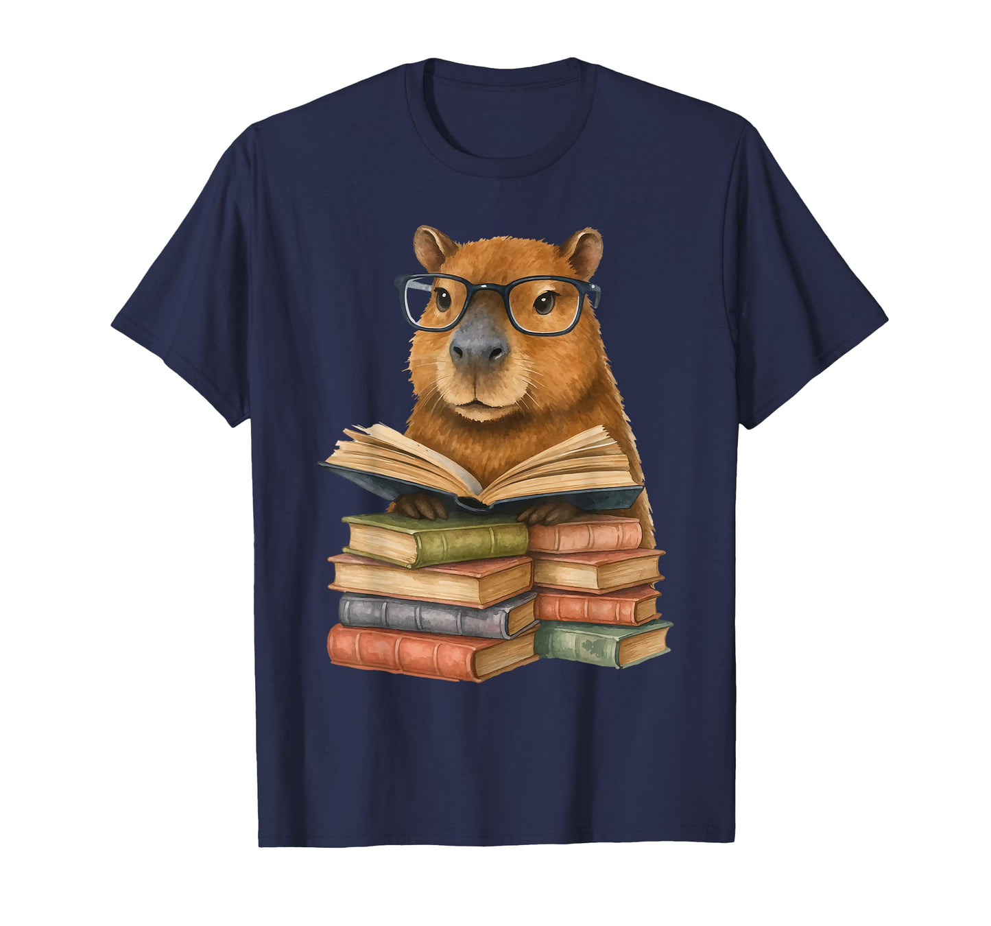 Cute Capybara Reading Books Funny Animal Capybara Bookworms T-Shirt
