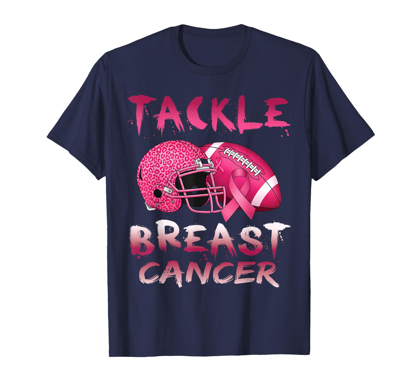 Tackle Breast Cancer Awareness American Football Leopard T-Shirt