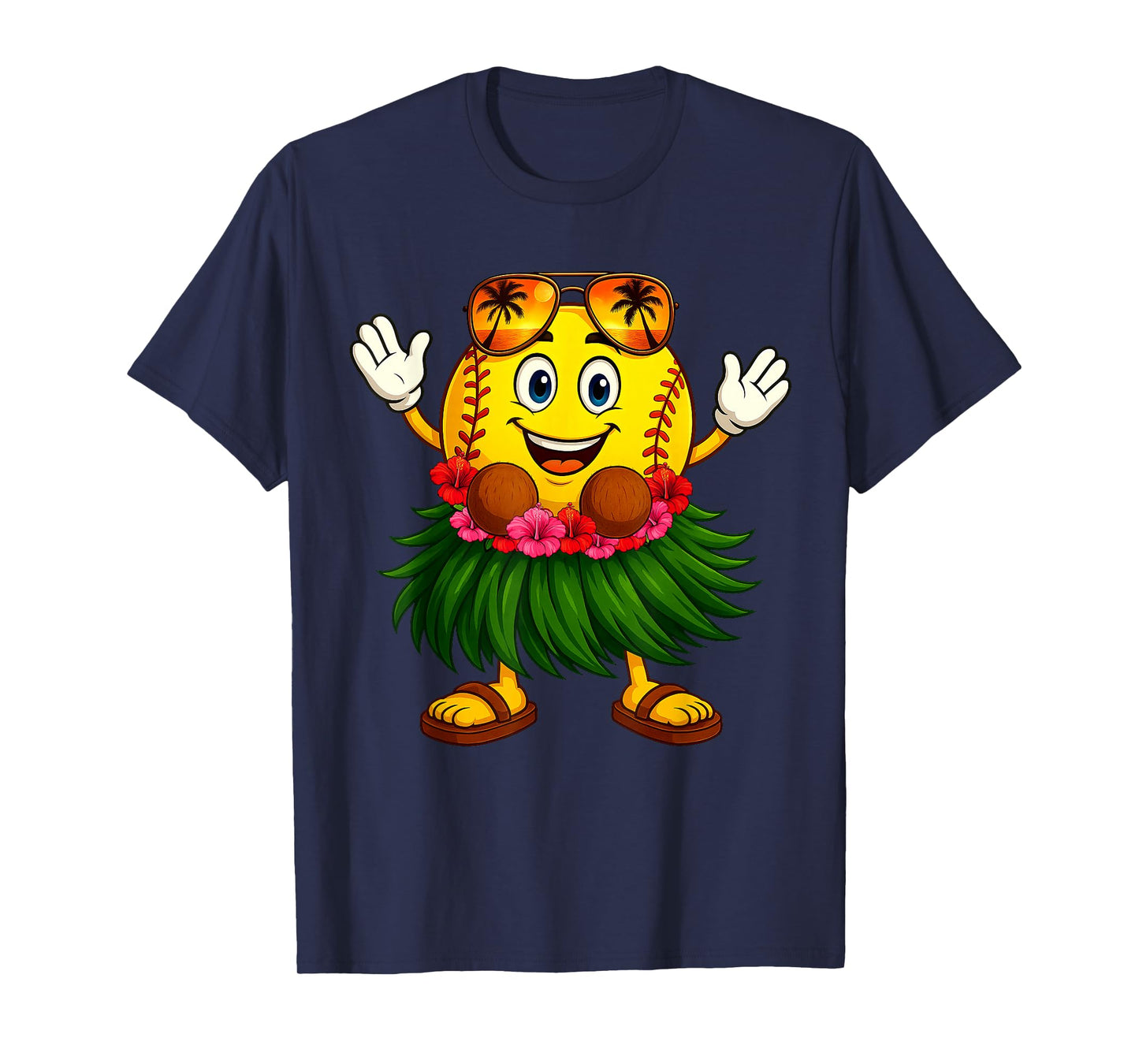 Funny Hawaii Softball Ball Hawaiian Tropical Summer Vacation T-Shirt