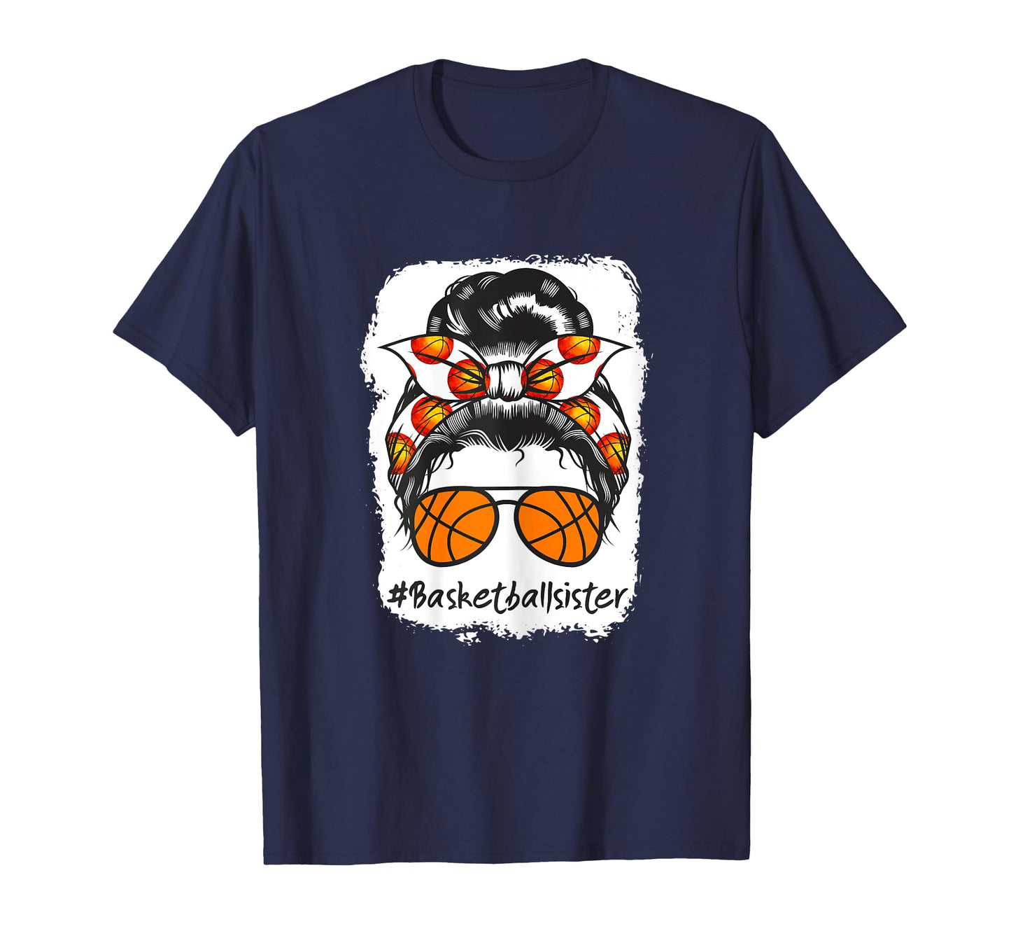 Bleached Basketball Sister Messy Bun Ball T-Shirt