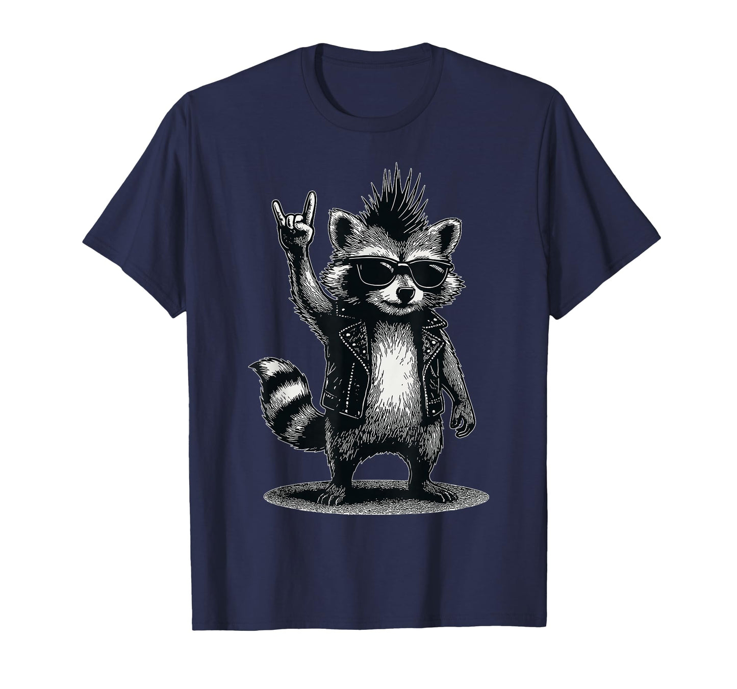 Funny Raccoon Rock Hand Rock and Roll Kids Mens T-Shirt