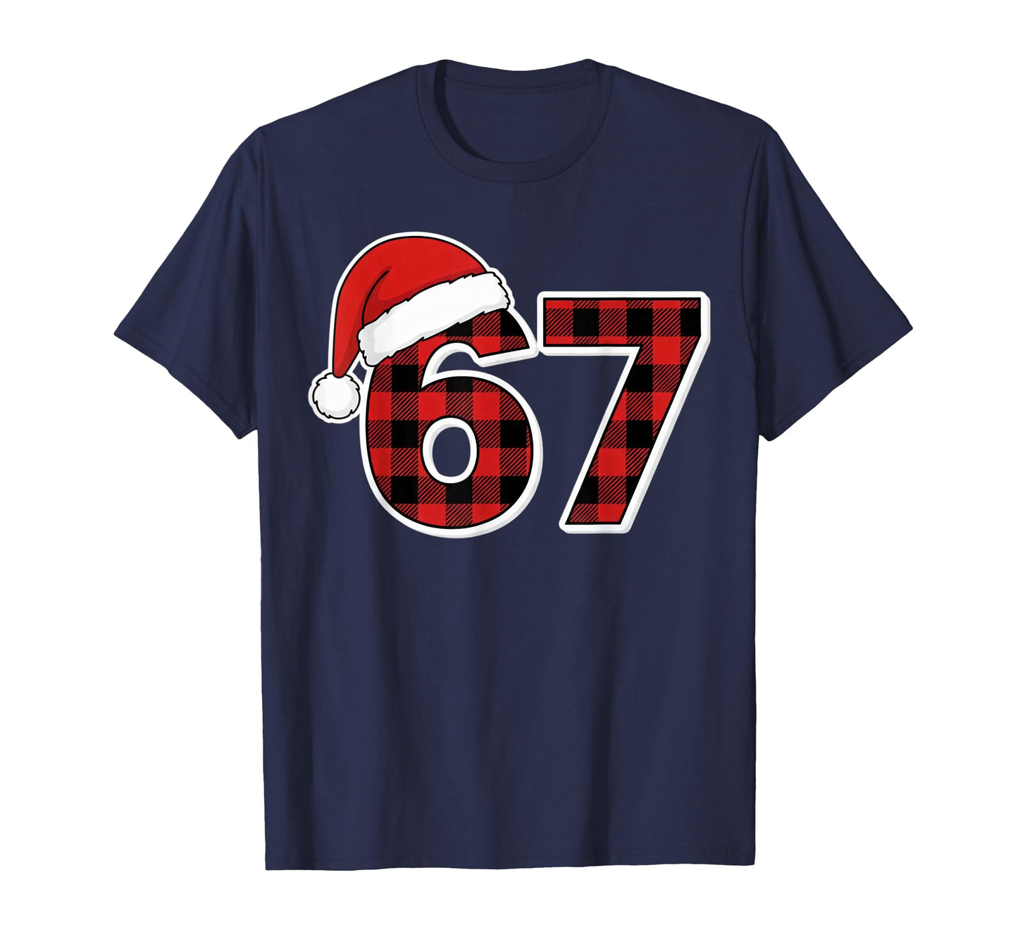 67 Meme Funny Christmas Red Plaid Xmas Pajamas Slang Kids T-Shirt