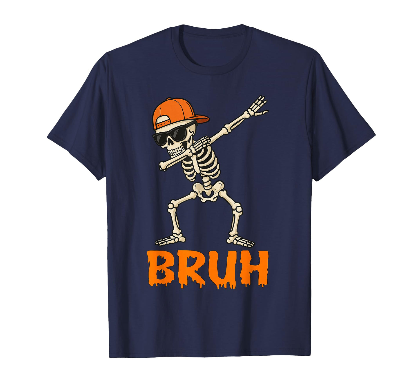 Bruh Dabbing Skeleton Funny Mens Kids Boys Halloween T-Shirt