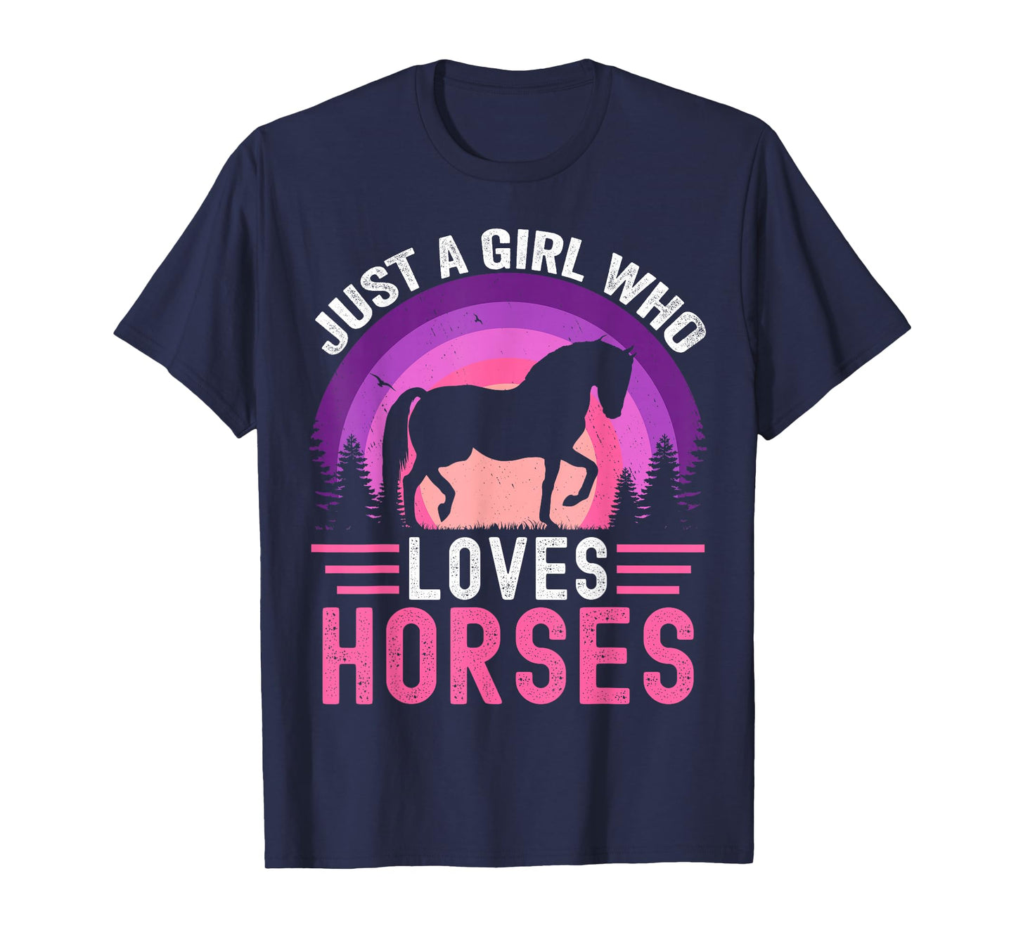 Just A Girl Who Loves Horses Retro Vintage Friesian Horse T-Shirt