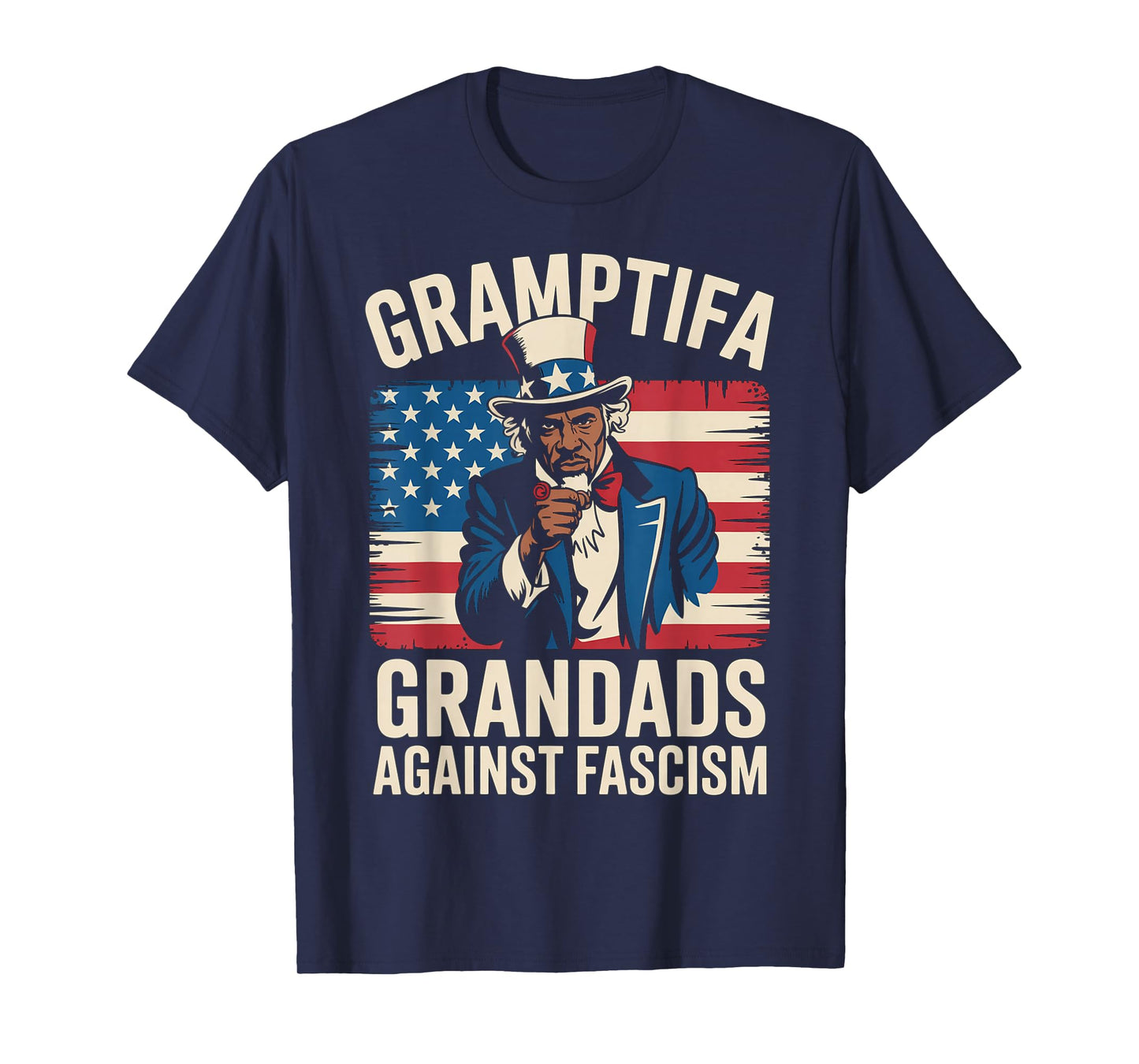 Gramptifa Black Grandad Against Fascism Flag Resist No Kings T-Shirt