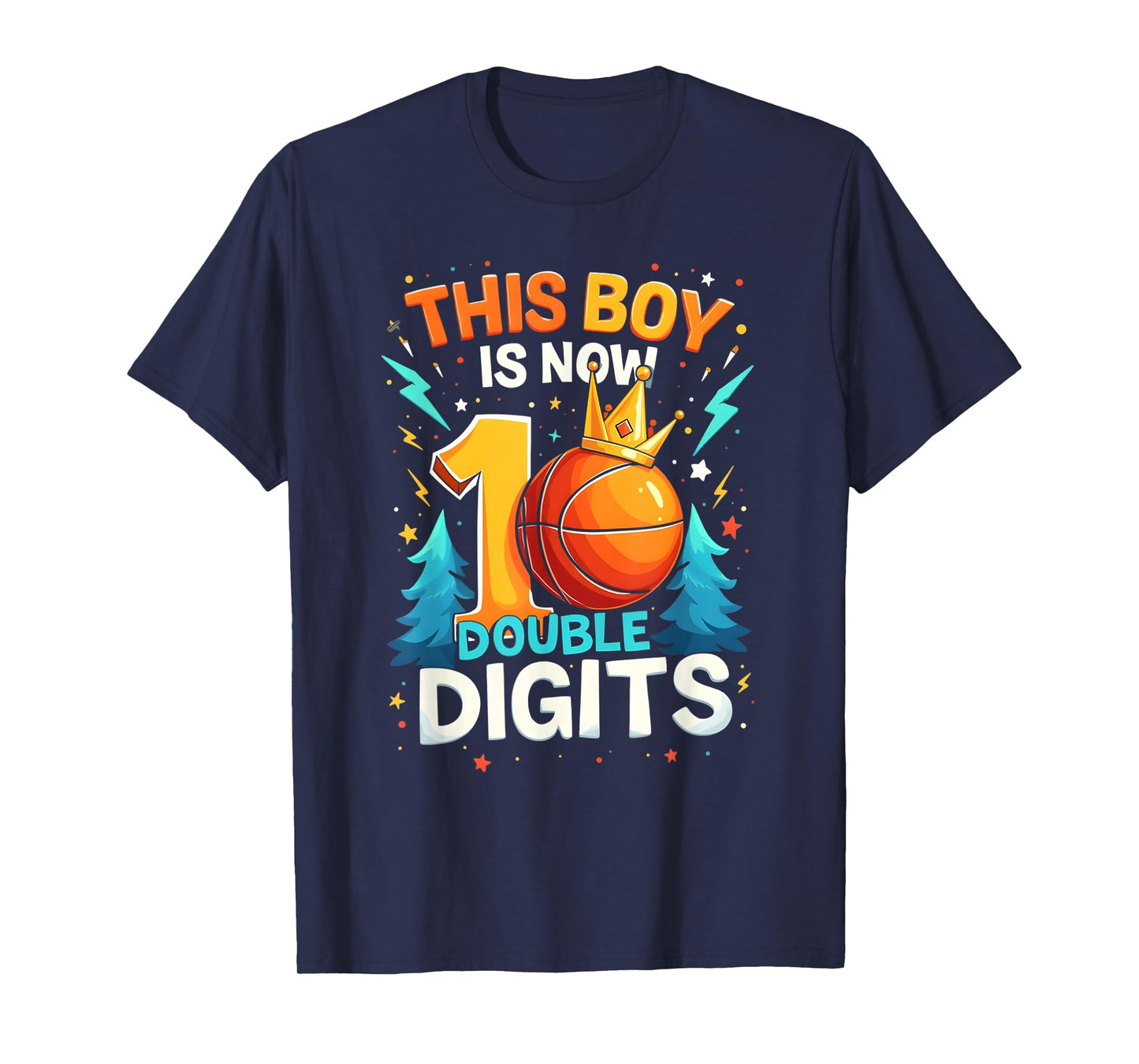 Double Digits Basketball Birthday Boy 10 Year Celebration T-Shirt