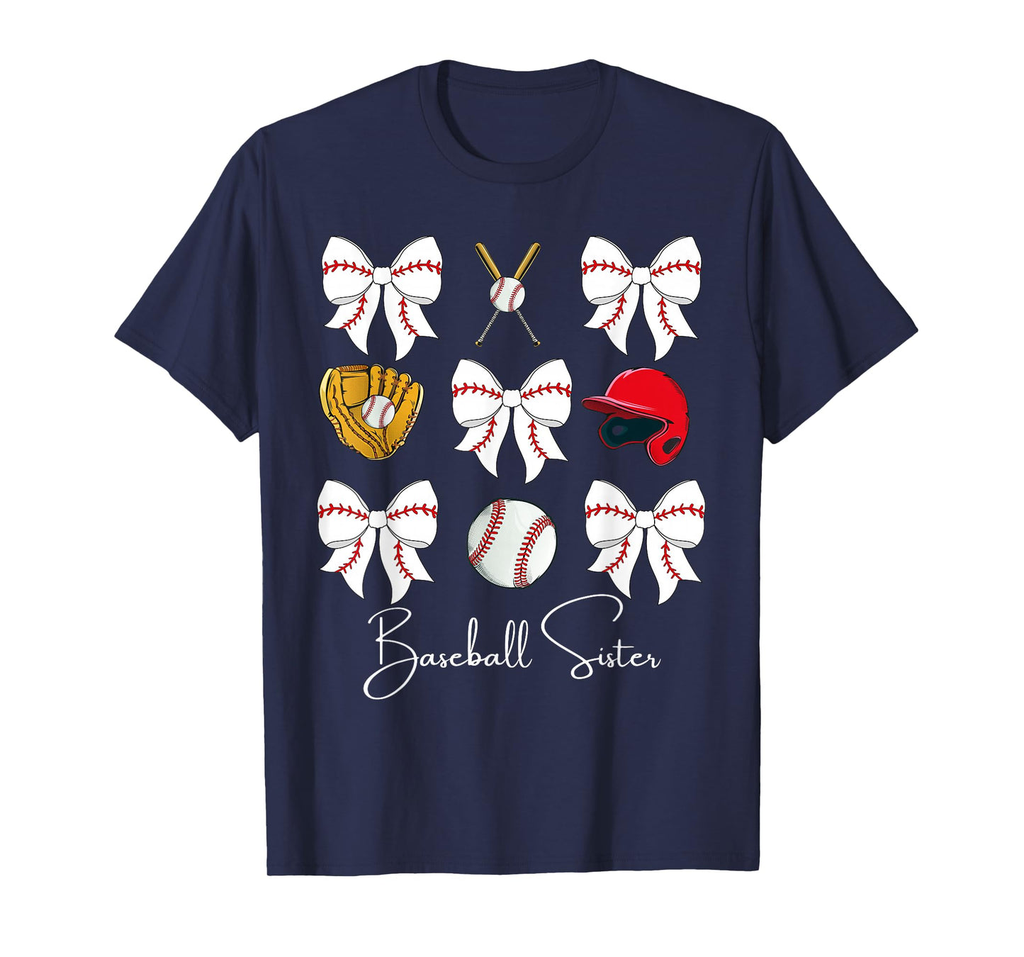 Baseball Sister Coquette Bow Girls Cheer Baseball T-Shirt
