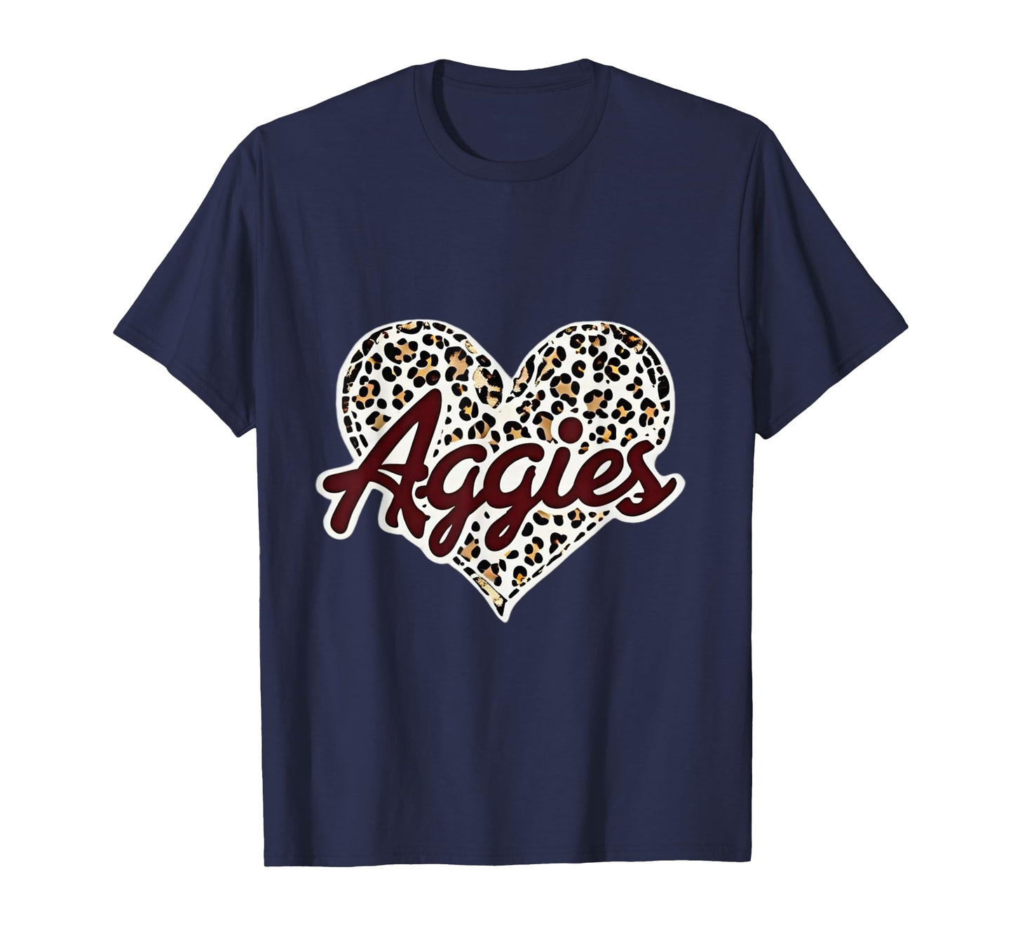 Aggies Love Leopard Heart Fashion Tee for Students T-Shirt