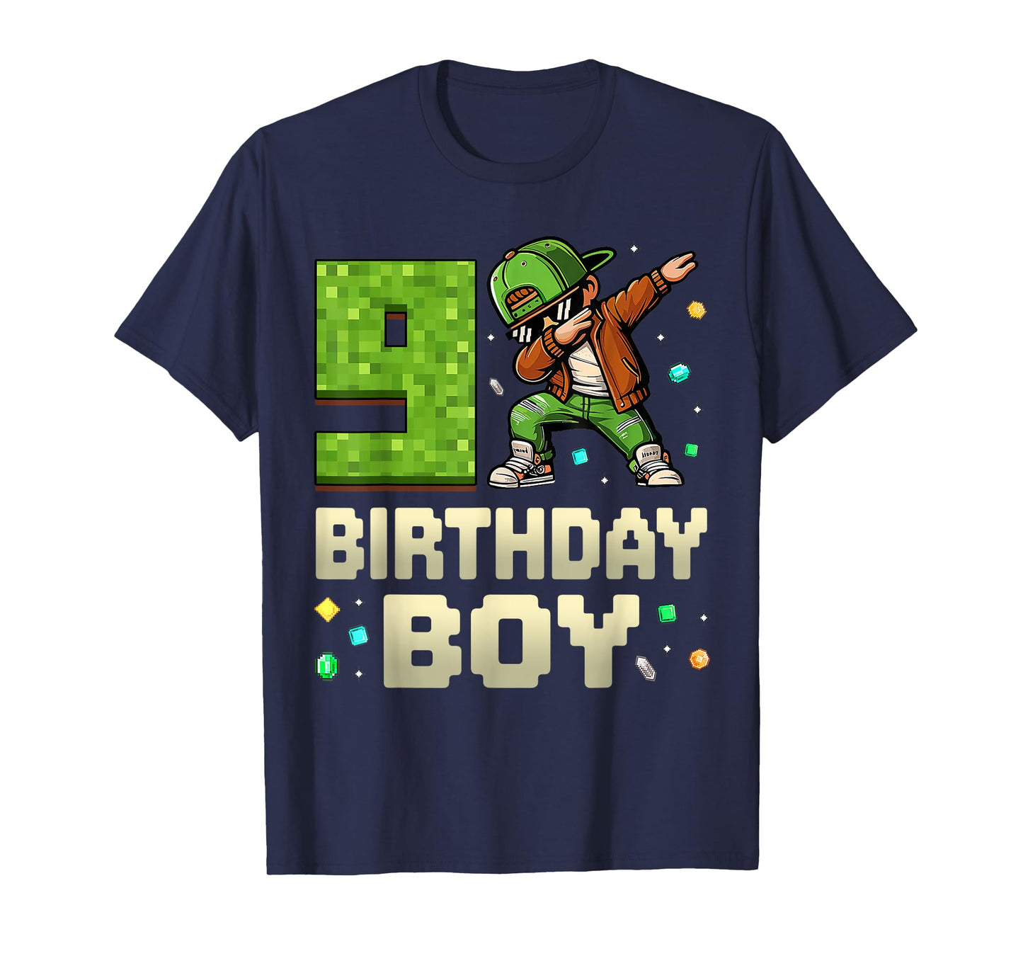9 Years Birthday Boy 9th Dabbing Boy Game Video Pixel T-Shirt