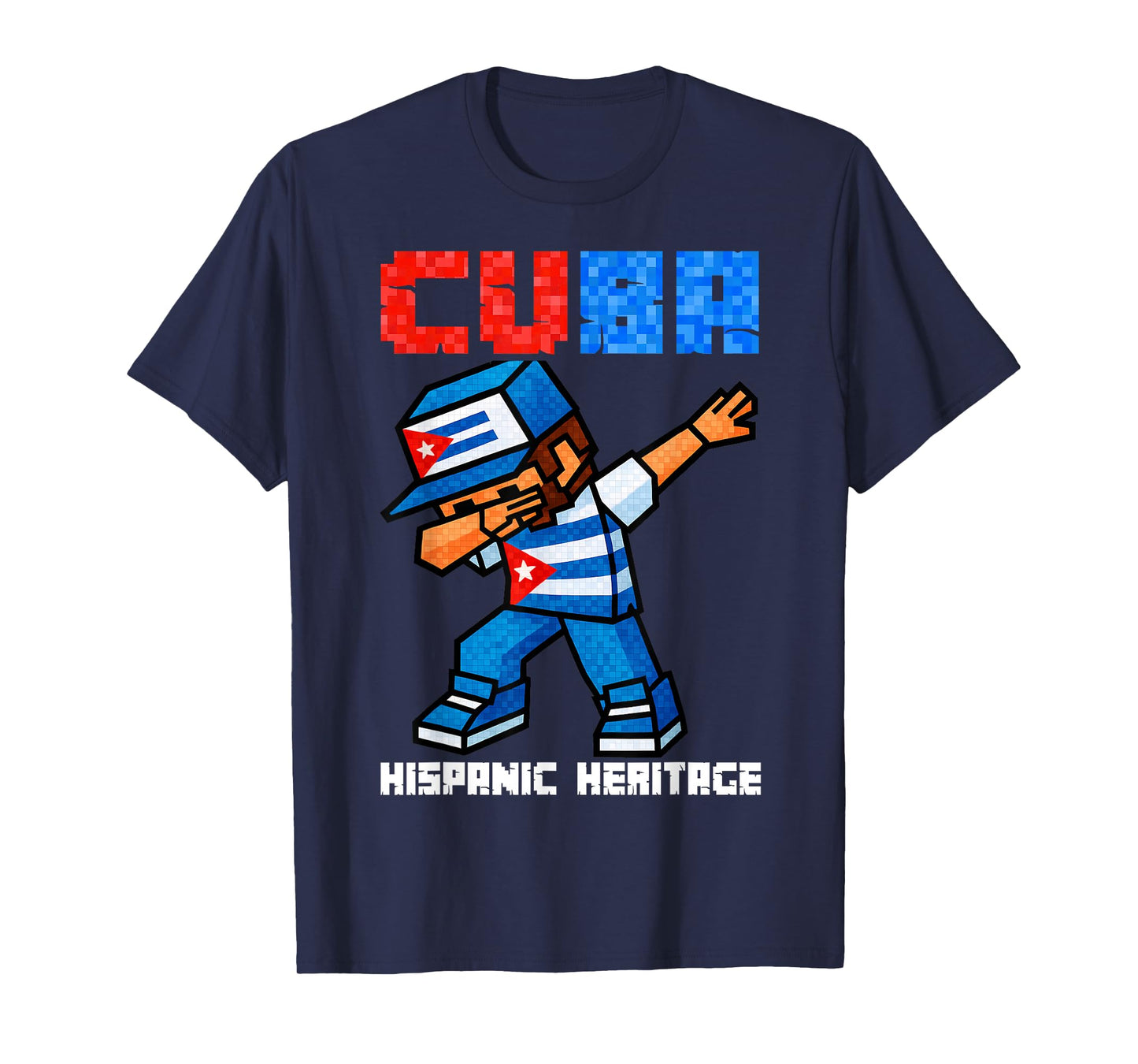 Cuba Dabbing Boys Game Pixel Hispanic Heritage Cuban Kids T-Shirt