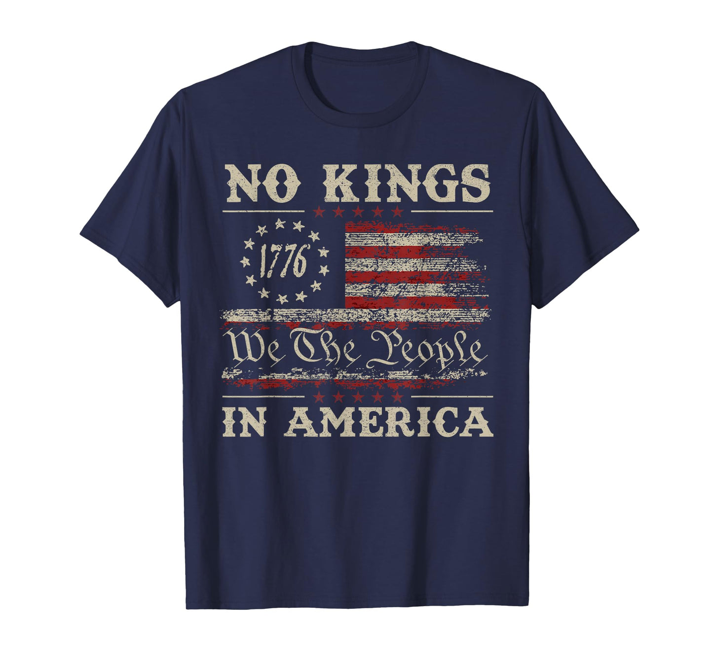 Retro June 14th No Kings In America 1776 USA Flag Men Women T-Shirt