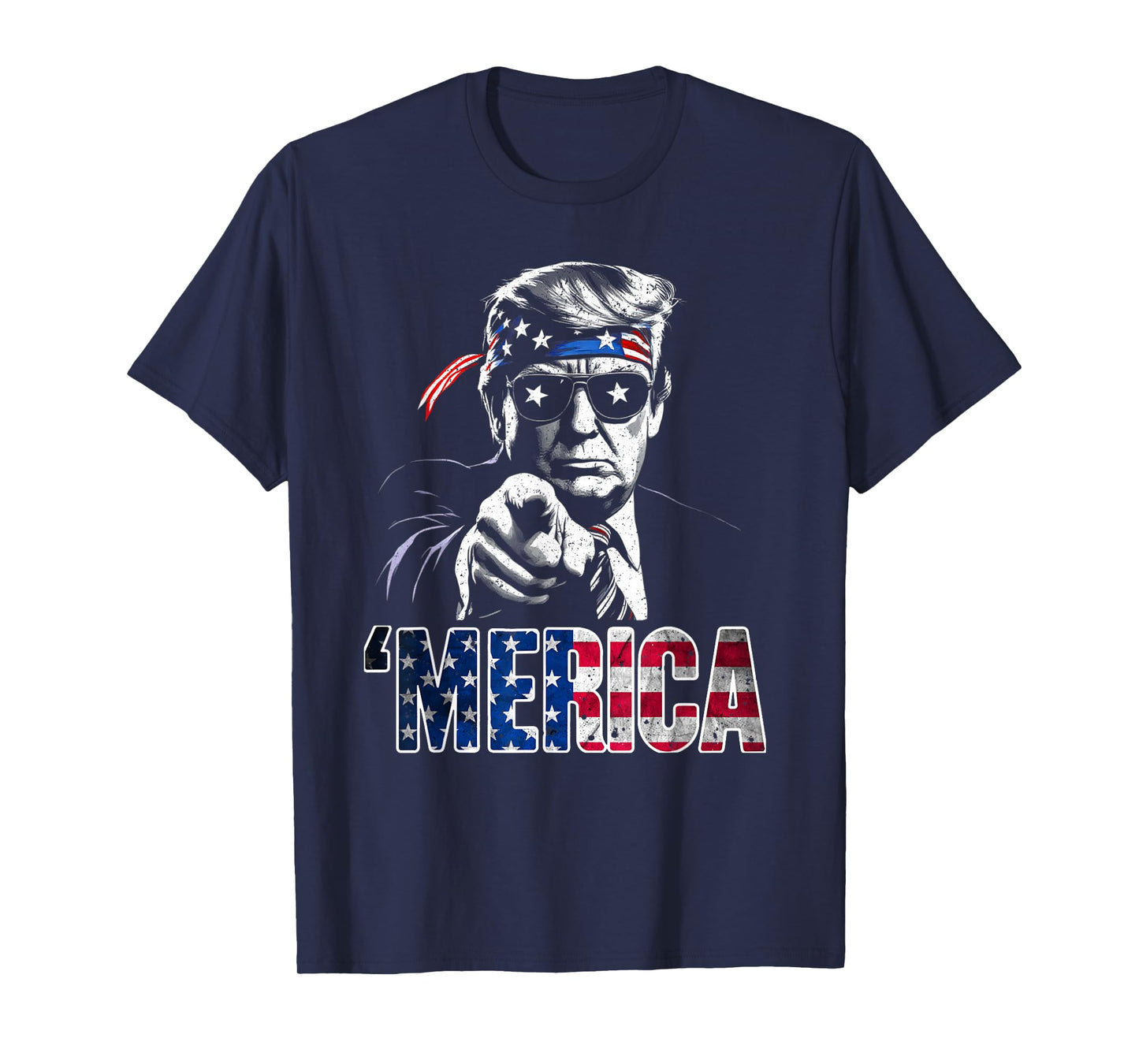 Happy 4th Of July 'MERICA TRUMP American Flag USA T-Shirt