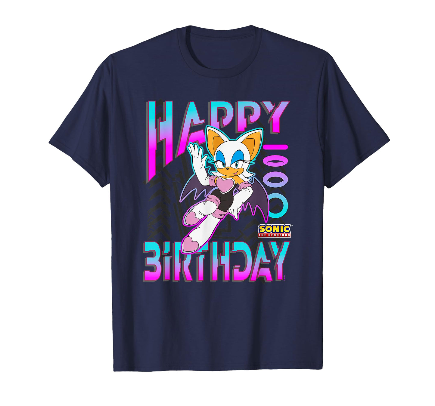 Sonic The Hedgehog Happy Birthday Rogue Grid Chest Poster T-Shirt