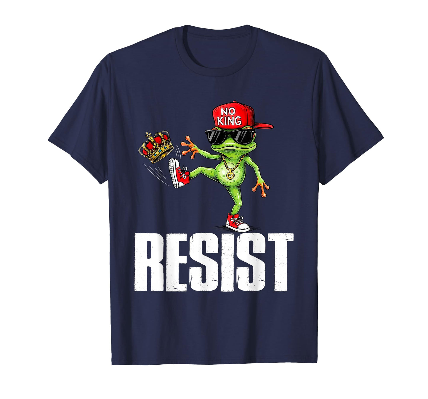 Vintage Cool Frog Resist No King Graphic Retro Streetwear T-Shirt