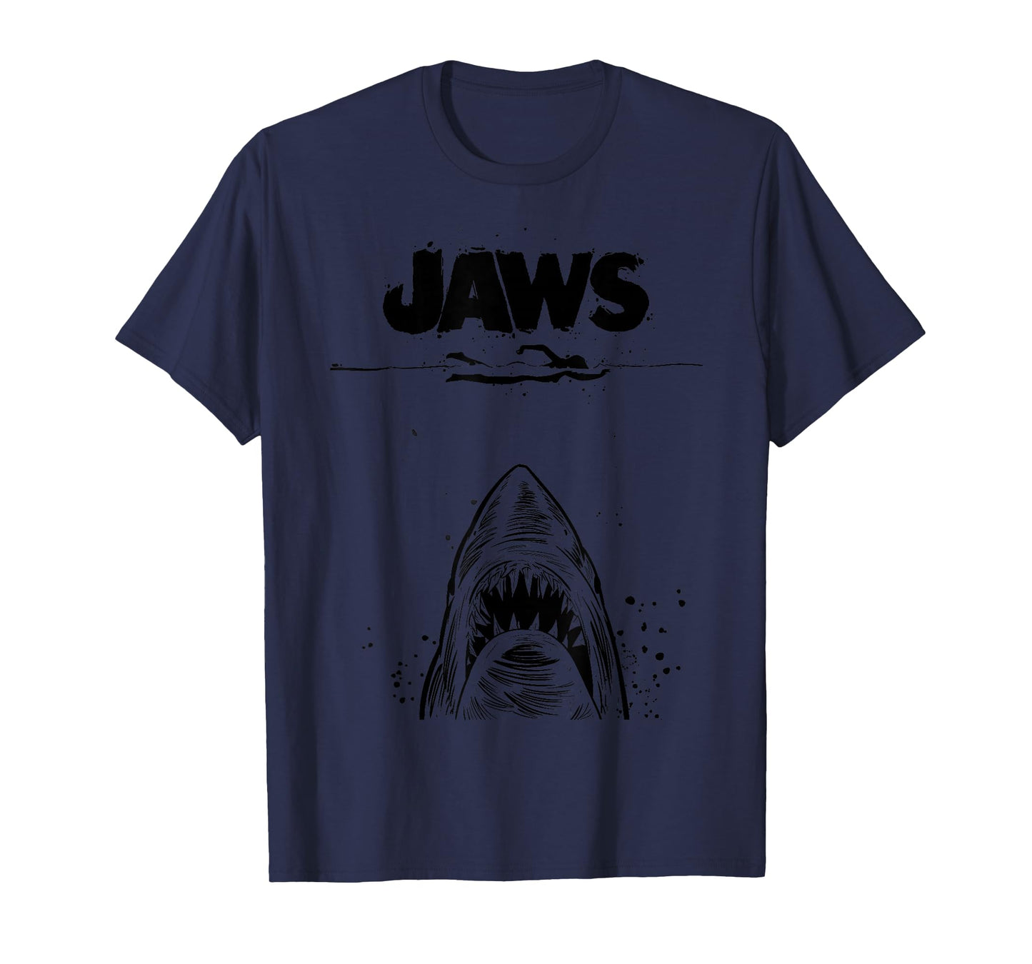 Jaws 50th Anniversary Poster Black & White Sketch 2-Sided T-Shirt
