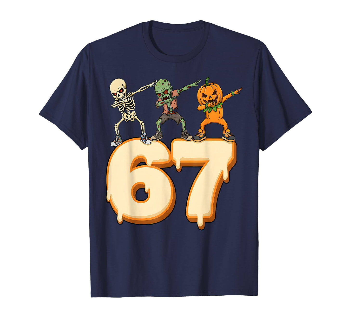 Six Seven Funny Kids Skeleton Gen Z Slang 67 Halloween Meme T-Shirt