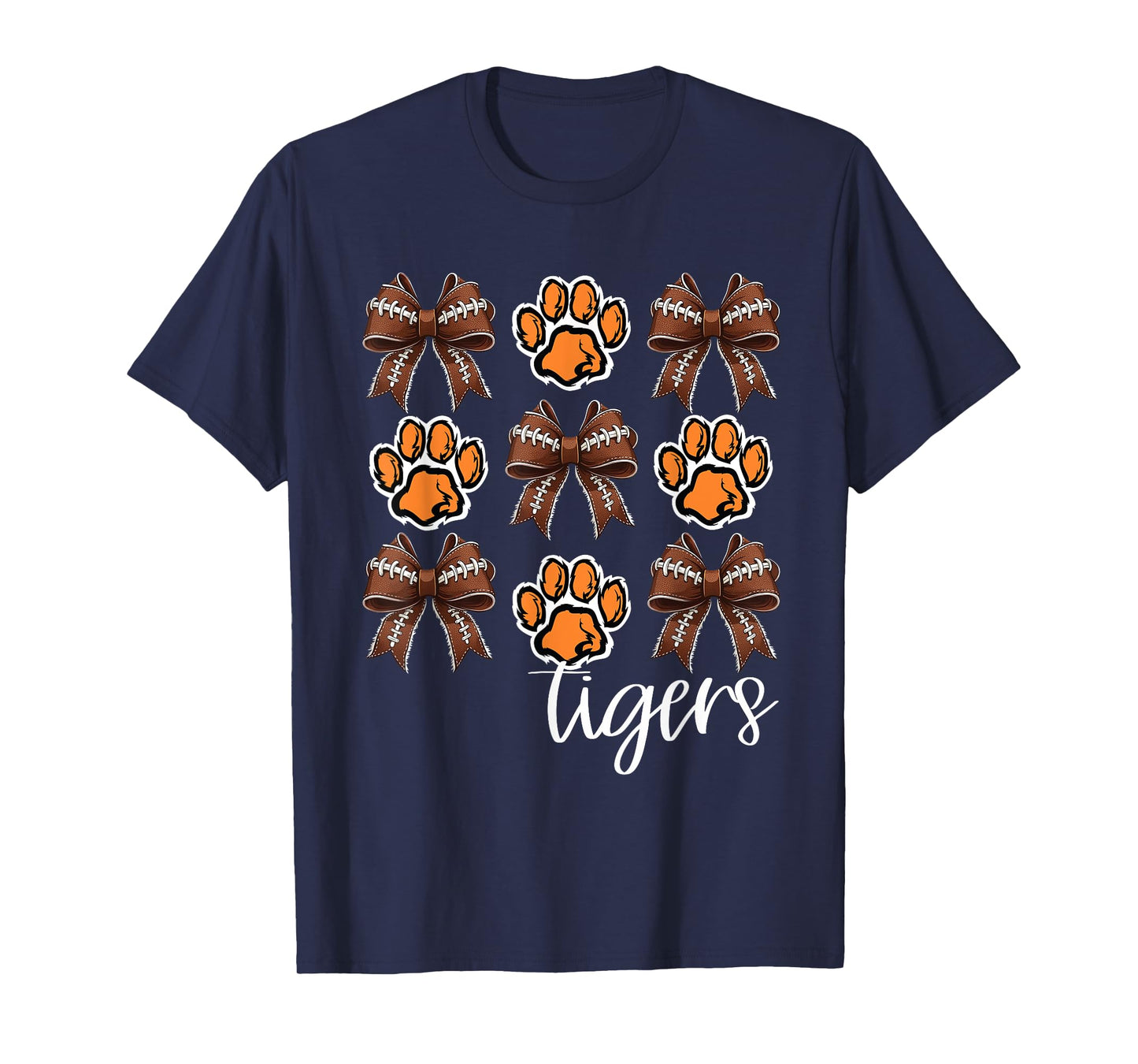 Tigers Football Mom Coquette Bows Game Day Orange Tigers T-Shirt