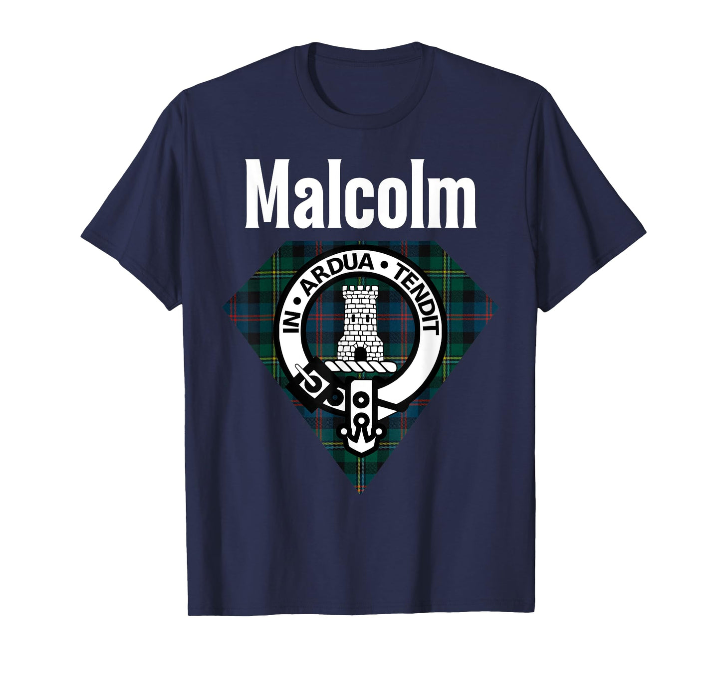 Malcolm Clan Scottish Name Coat Of Arms Tartan T-Shirt