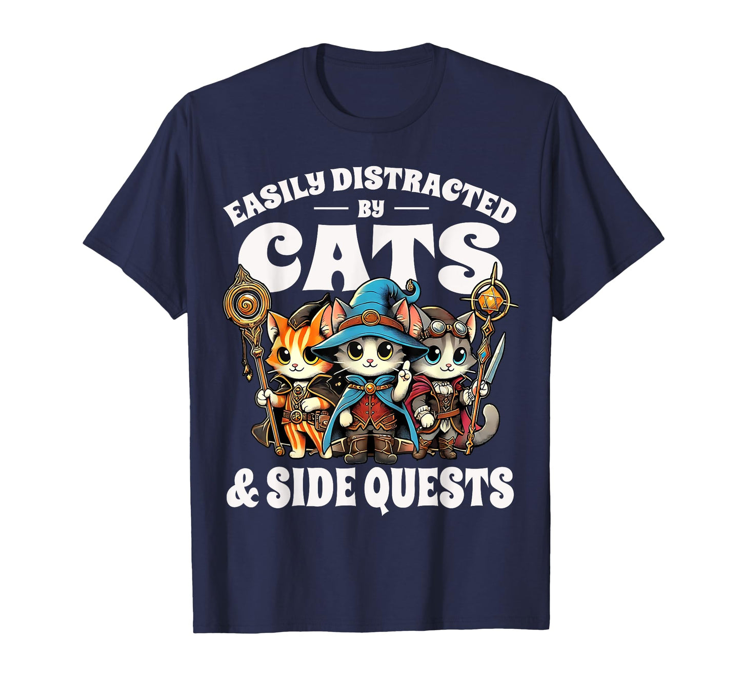 Nerdy Cat Adventures Side Quest Gamer Kitty Cats Men Women Kids T-Shirt