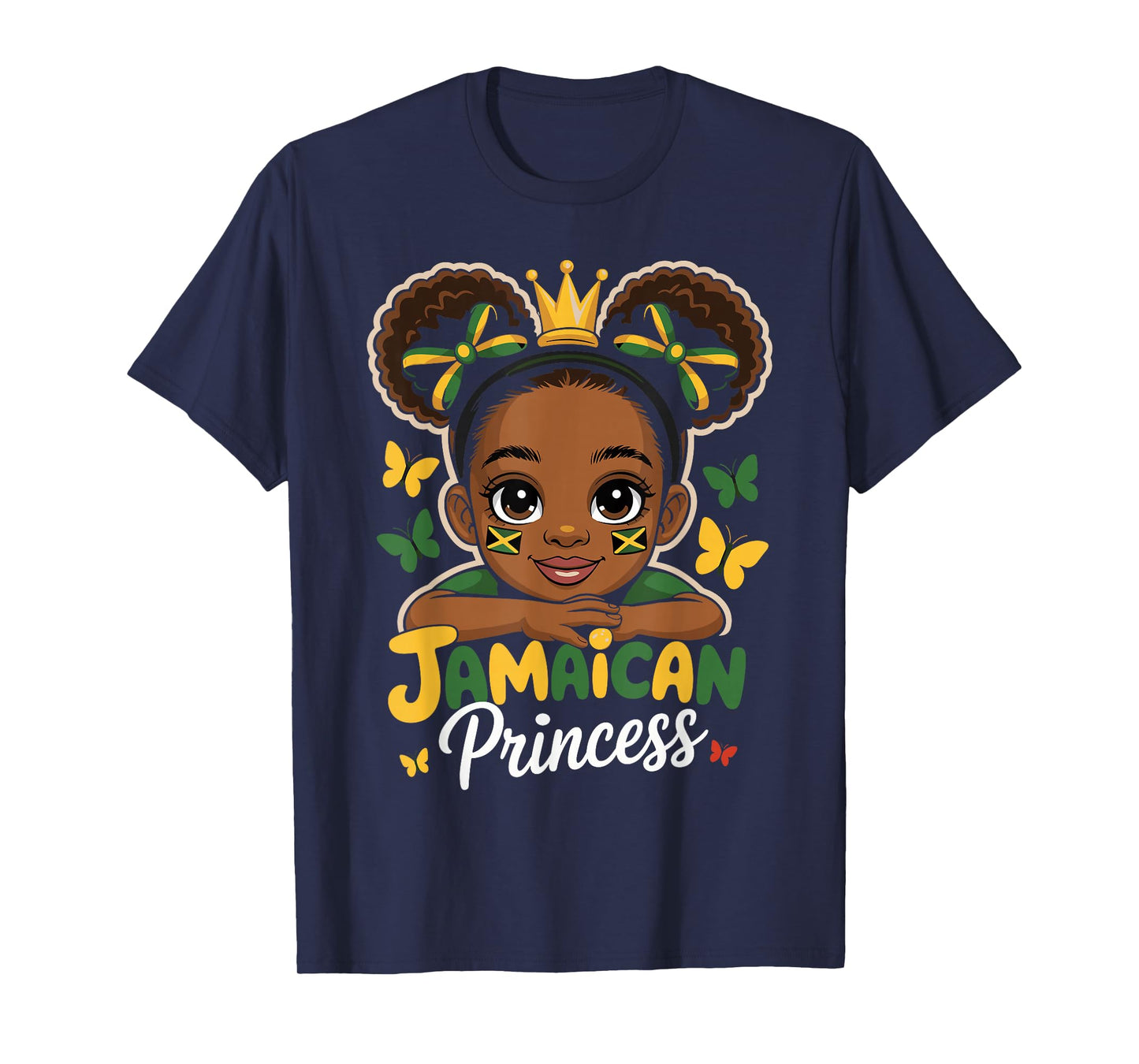 Cute Jamaican Princess Jamaica Girl Crown Bow For Girls T-Shirt