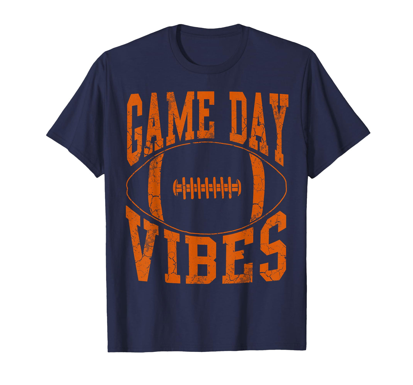 Game Day Vibes Orange Football Vintage Distressed T-Shirt