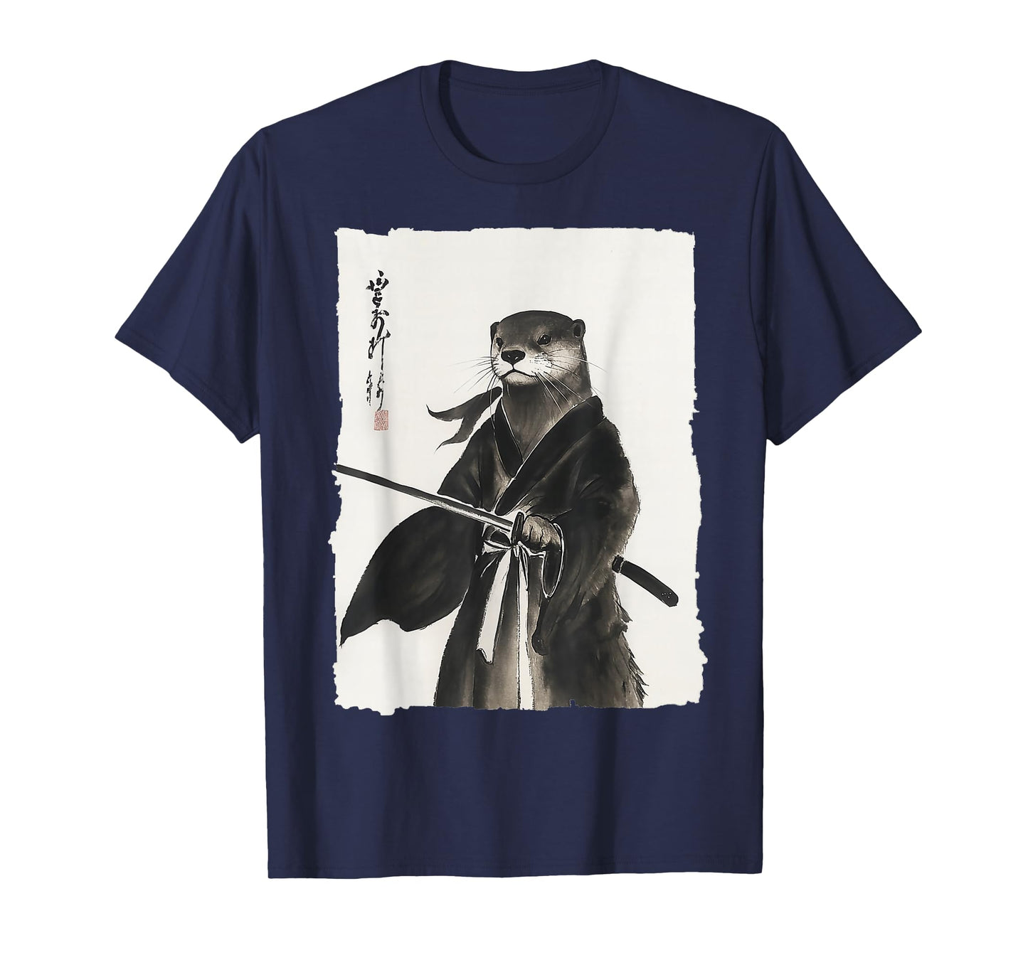 Otter Samurai Janpanese Vintage Warrior Art Anime Graphic T-Shirt
