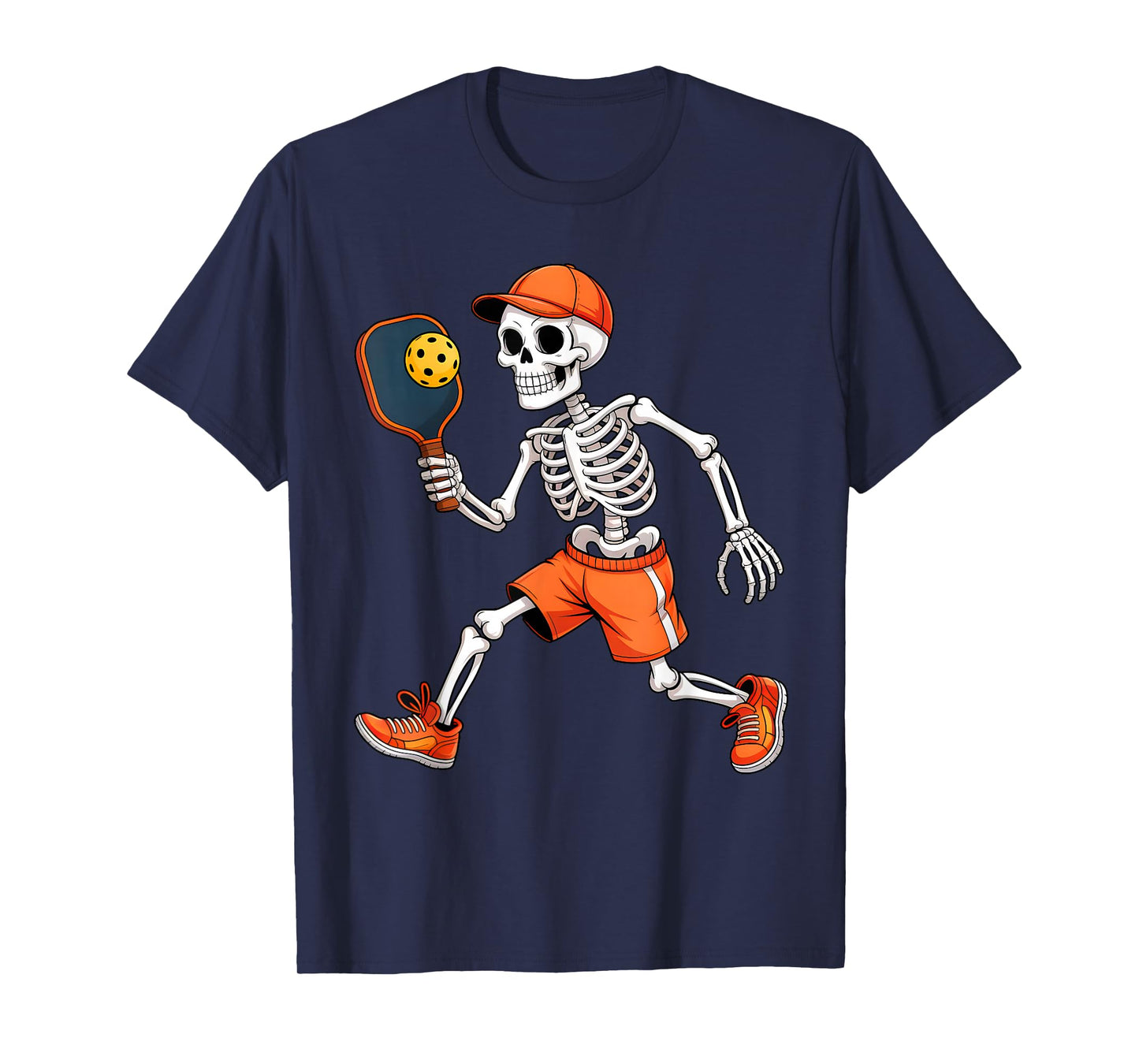 Funny Skeleton Play Pickleball Halloween Costume Boys Men T-Shirt