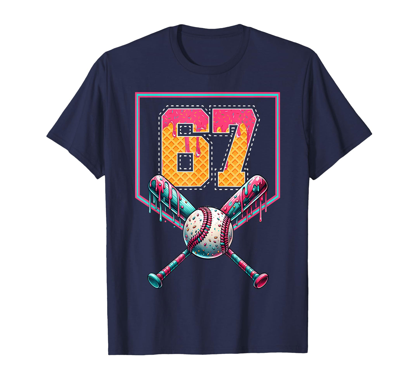 67 Ice Cream Drip Meme Six Seven Gen Alpha Slang Mason Meme T-Shirt