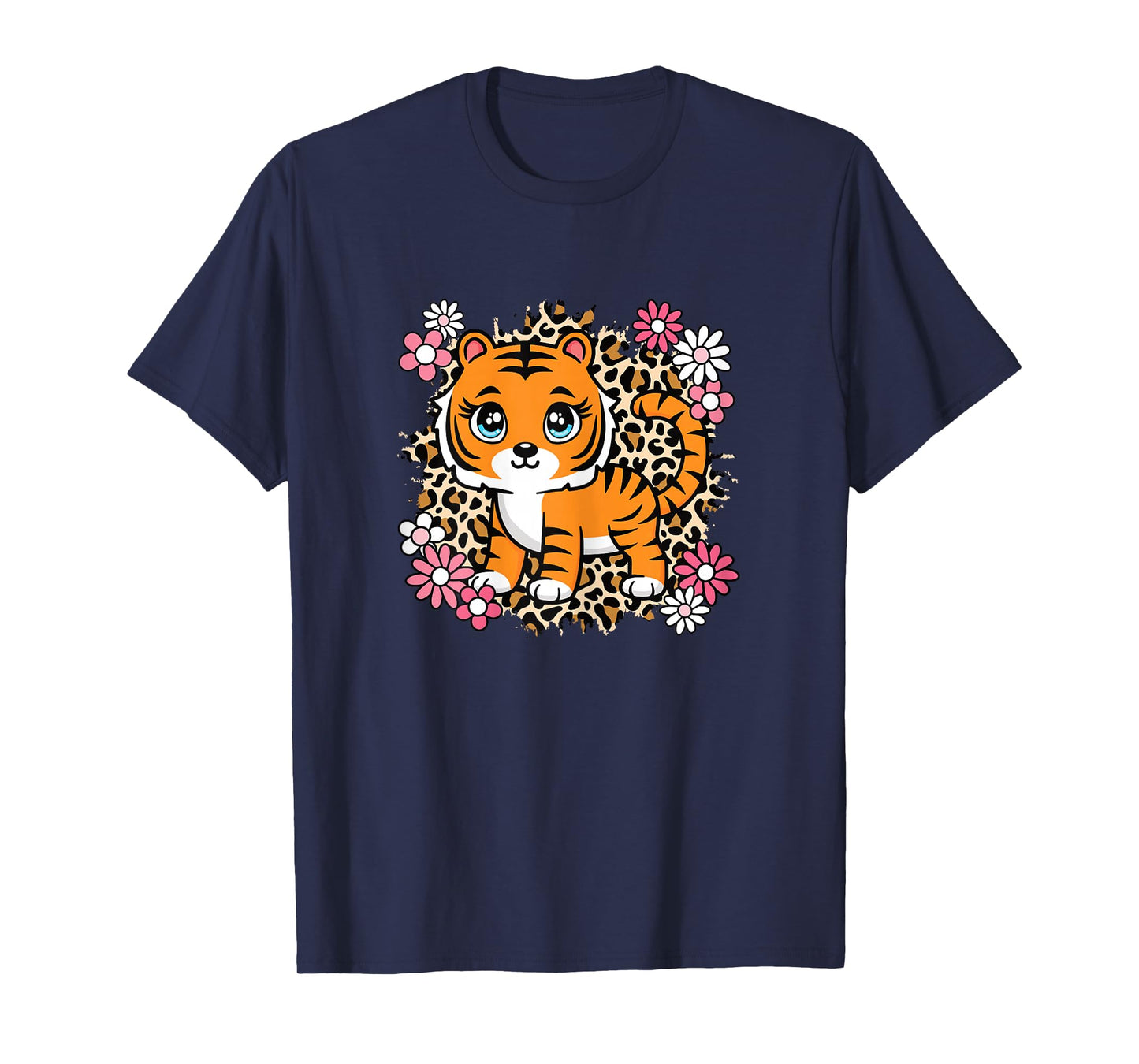 Cute Tiger Flowers Tiger Lover Women Girls Kids T-Shirt