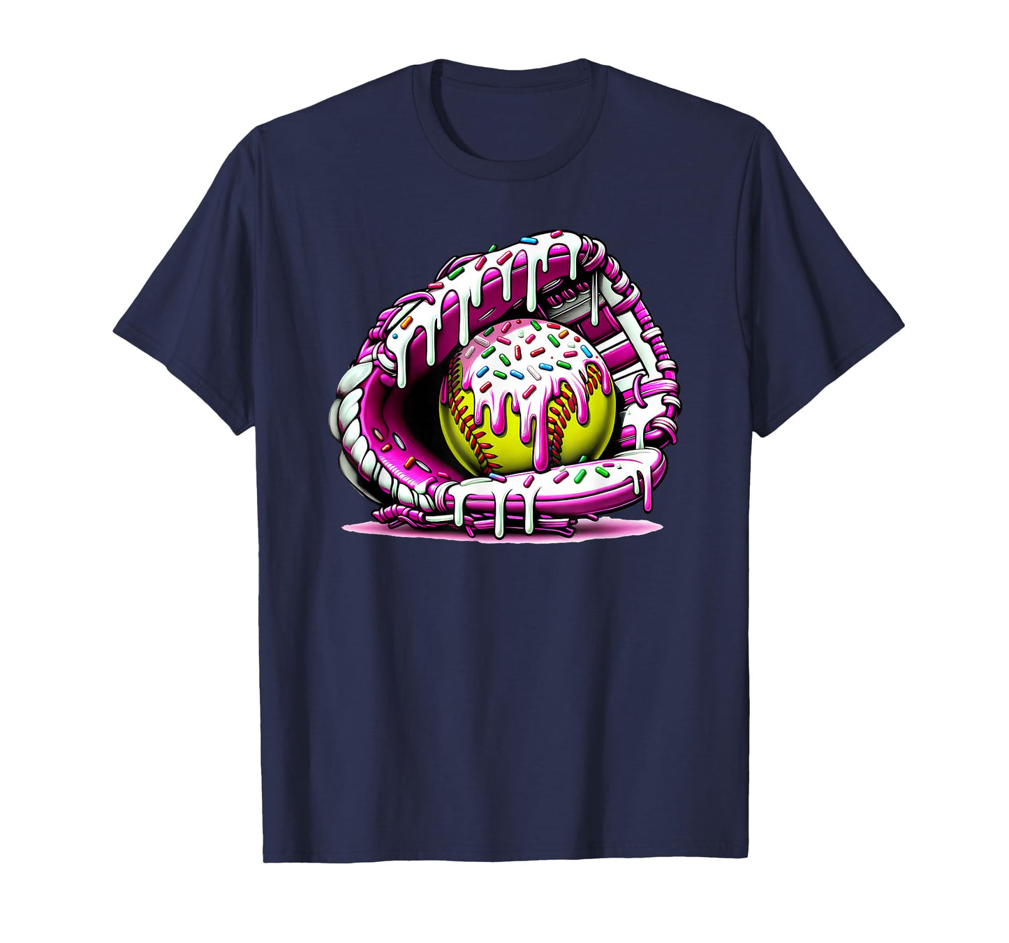Softball Drip Ice Cream Sprinkles Softball Glove T-Shirt