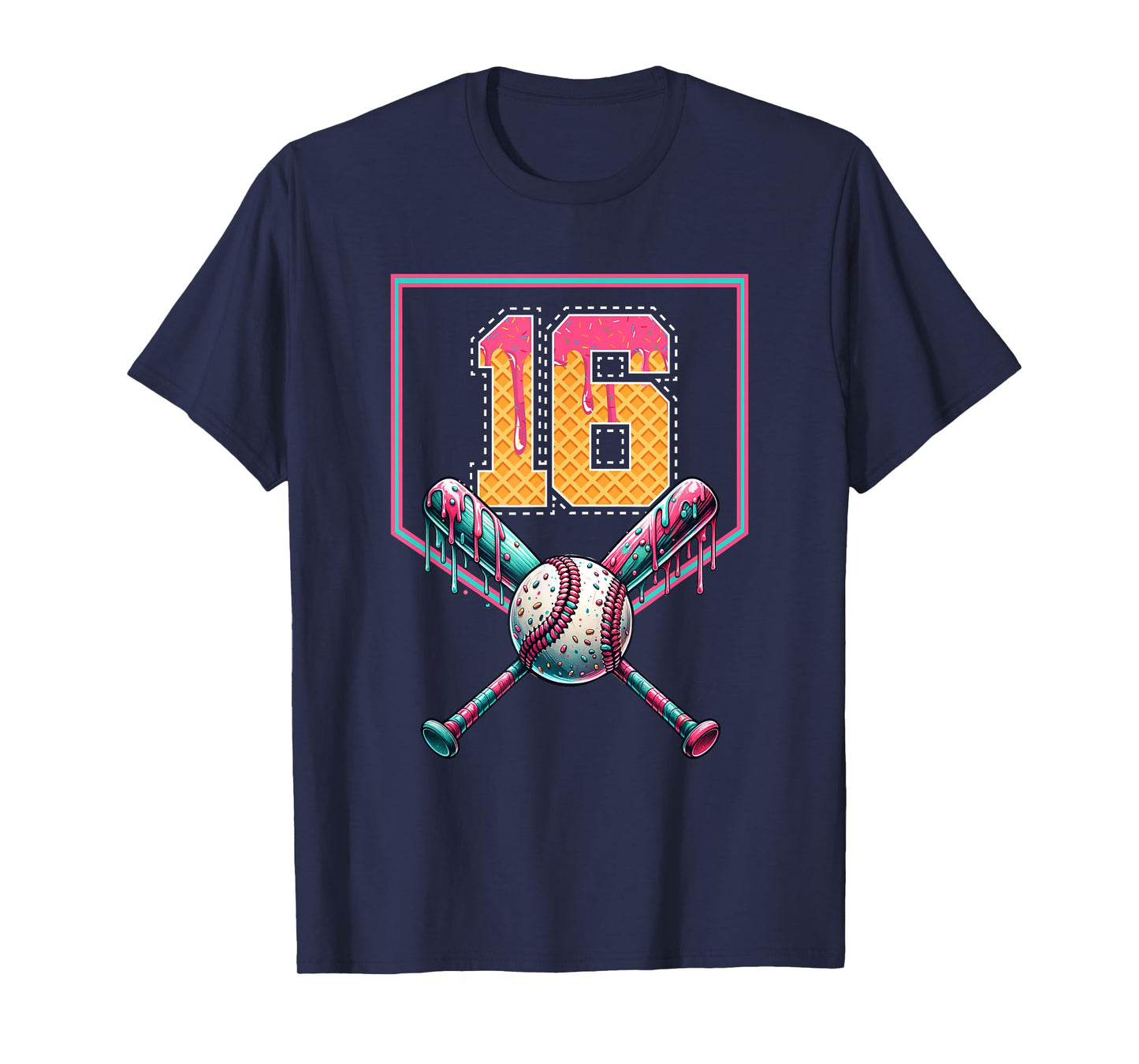 Baseball Drip Number 16 Player Or 16th Birthday Drip Style T-Shirt
