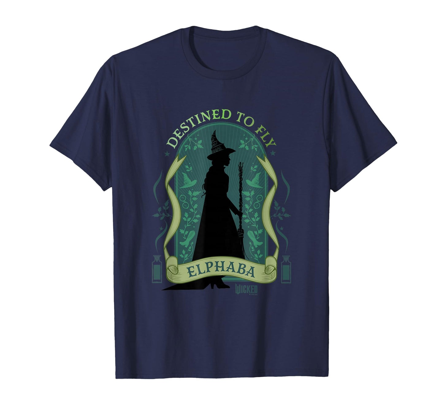 Wicked Elphaba Destined To Fly Silhouette Unisex-Adults T-Shirt, Black, Small