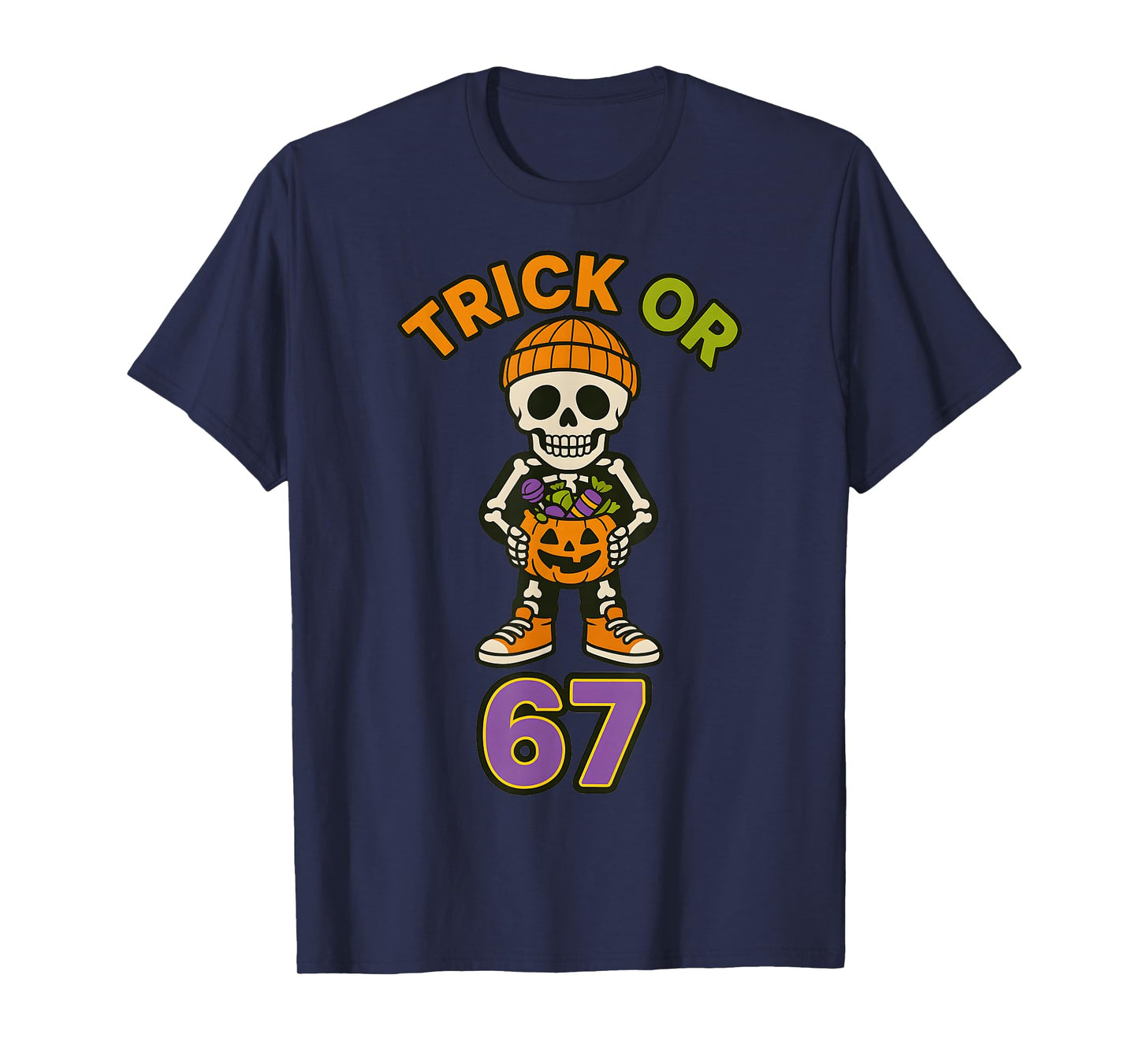 Funny 67 Halloween Trick Or Treat Skeleton Boys Six Seven T-Shirt
