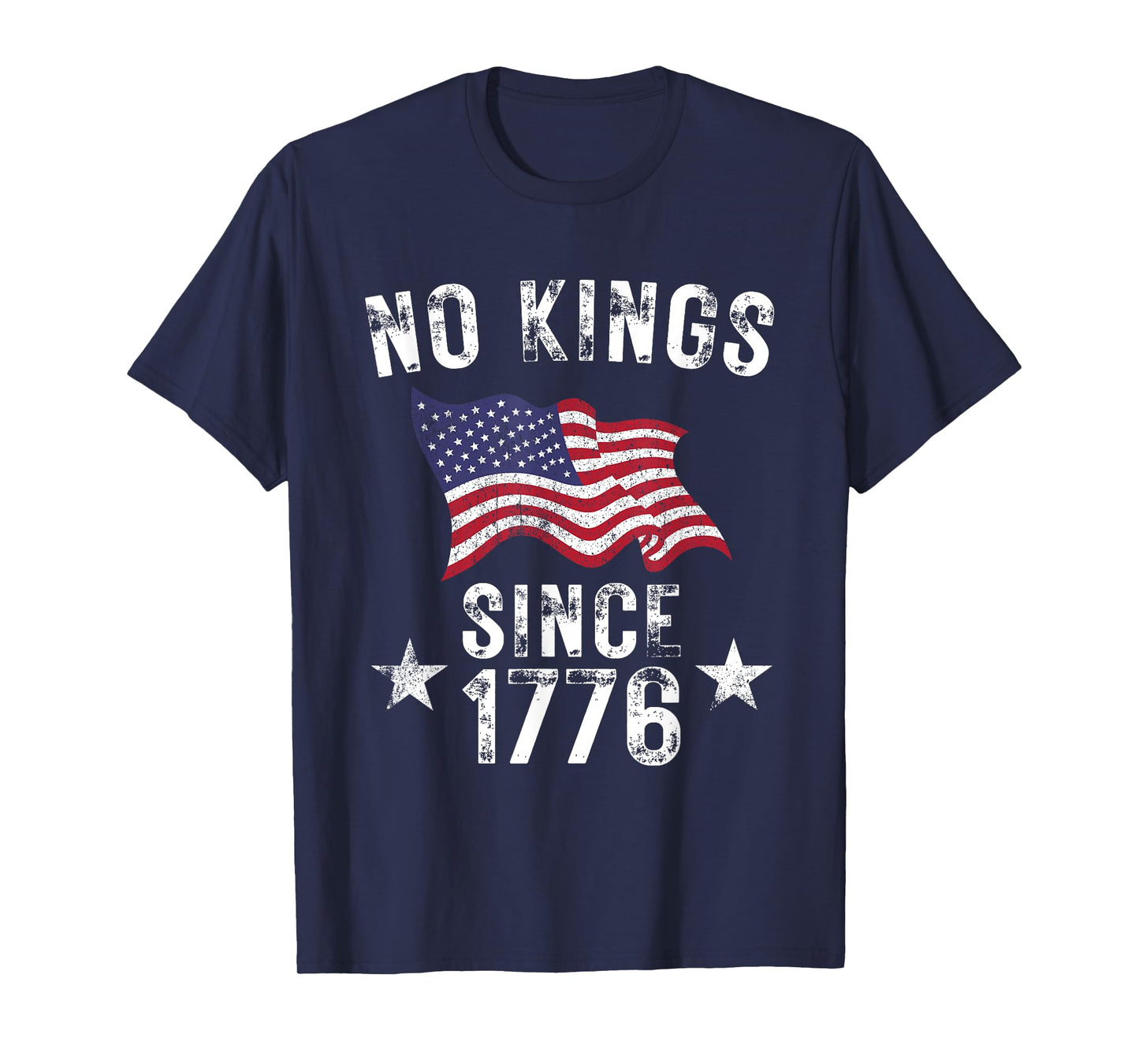 Vintage No Kings In America Since 1776 USA Flag 4th Of July T-Shirt