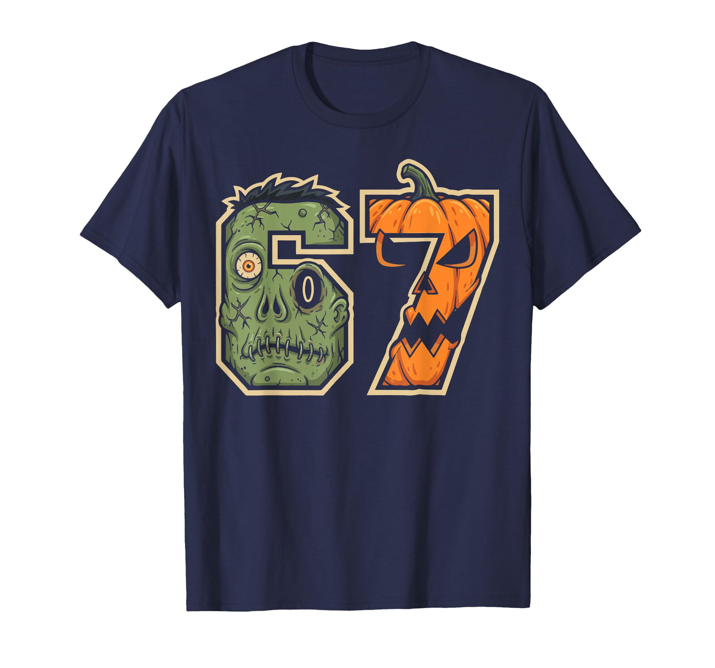 67 Zombie Pumpkin Six Seven Halloween Meme T-Shirt