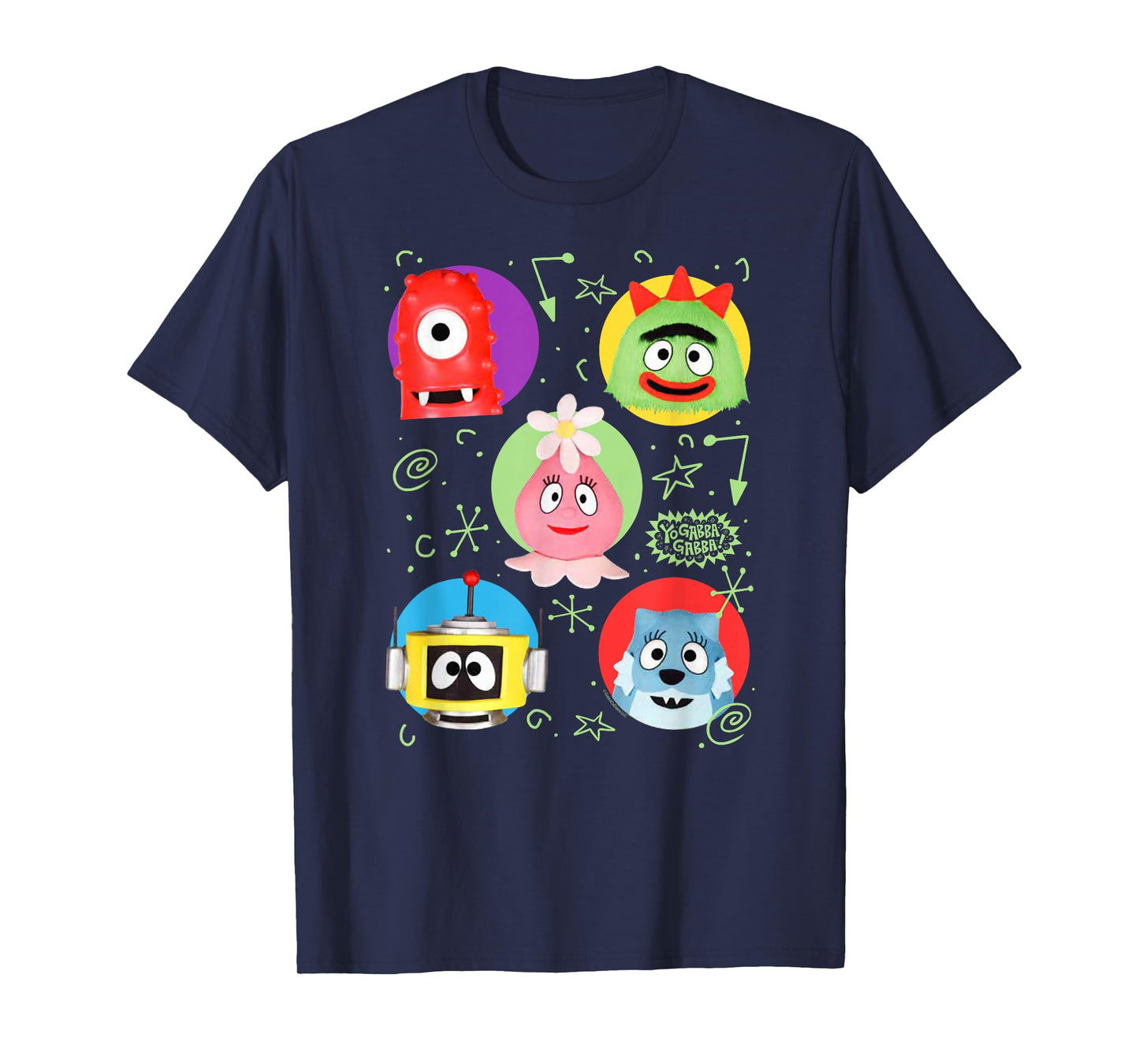 Yo Gabba Gabba! Colorful Friends with Doodles TV Show T-Shirt