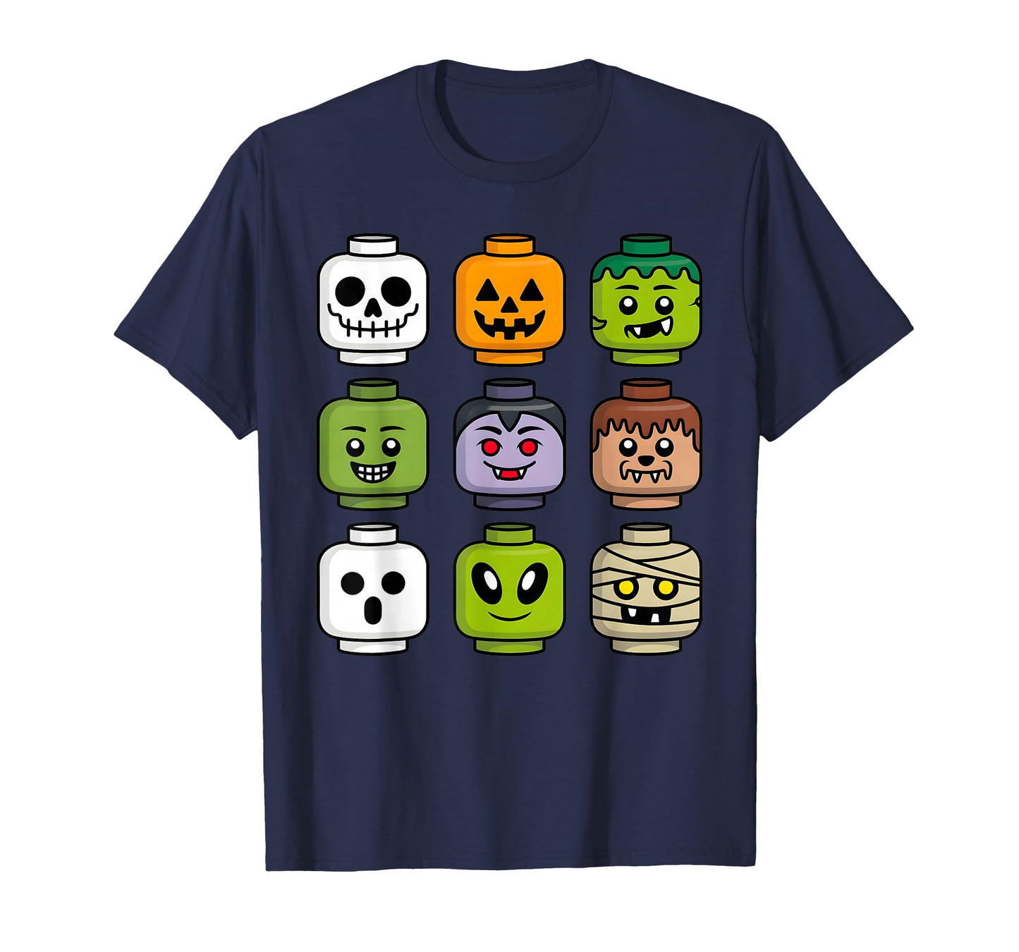 Halloween Building Brick Head Pumpkin Ghost Zombie Boys T-Shirt