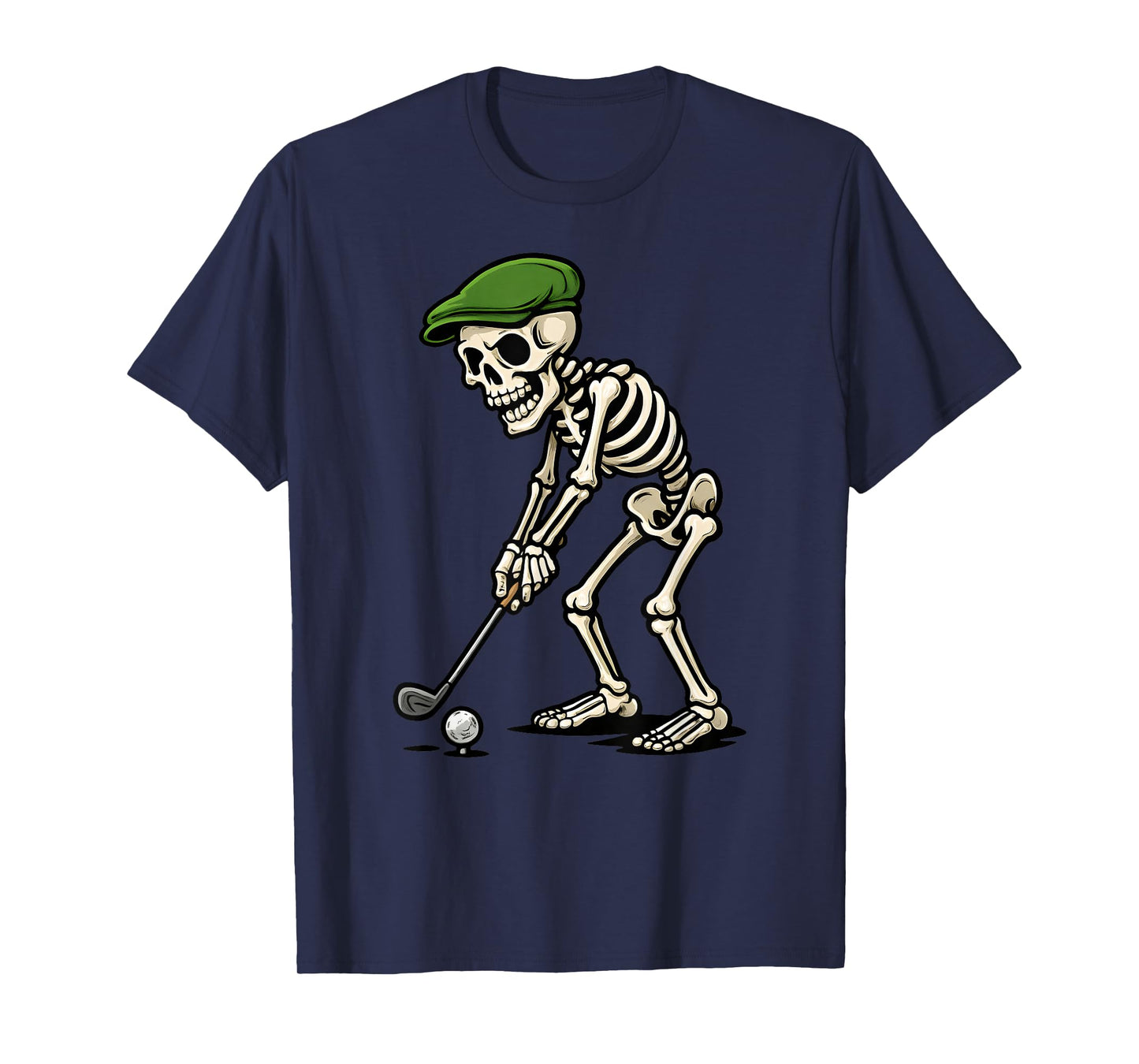 Skeleton Golf Player Spooky Halloween Golfer Golf Men Boys T-Shirt