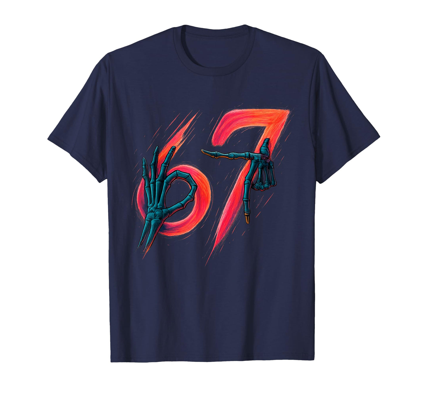 67 Meme Trendy Skeleton Halloween Funny Six Seven Gen Alpha T-Shirt