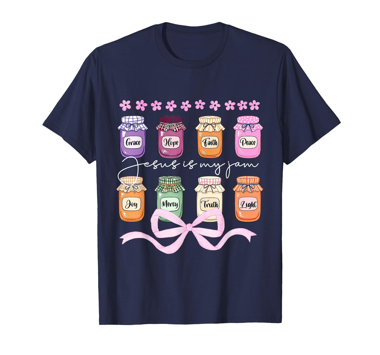 Jesus Is My Jam Coquette Bow Christian Religious Faith Women T-Shirt