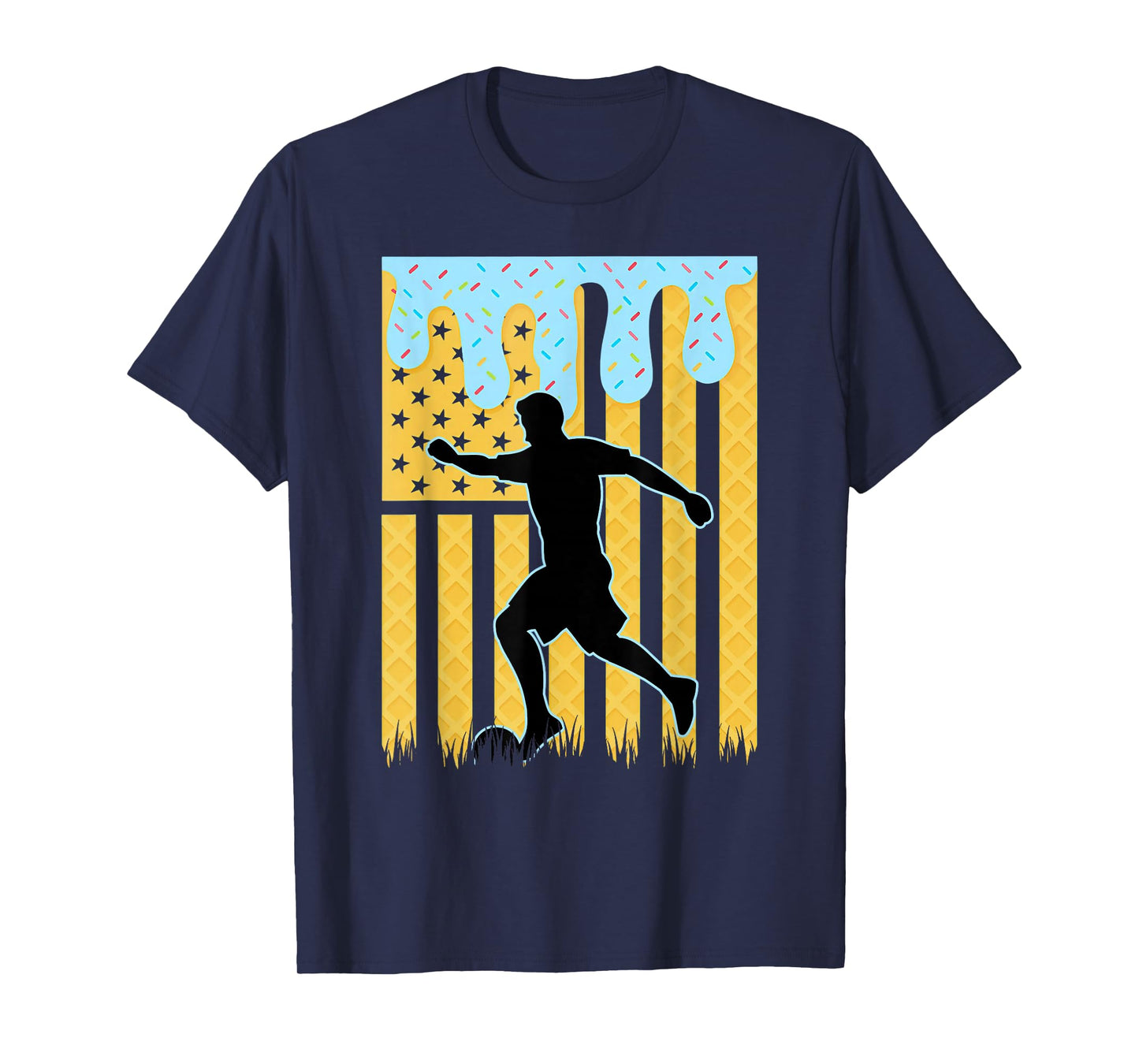 Soccer Drip Boys Dripping Ice Cream American Flag Soccer T-Shirt
