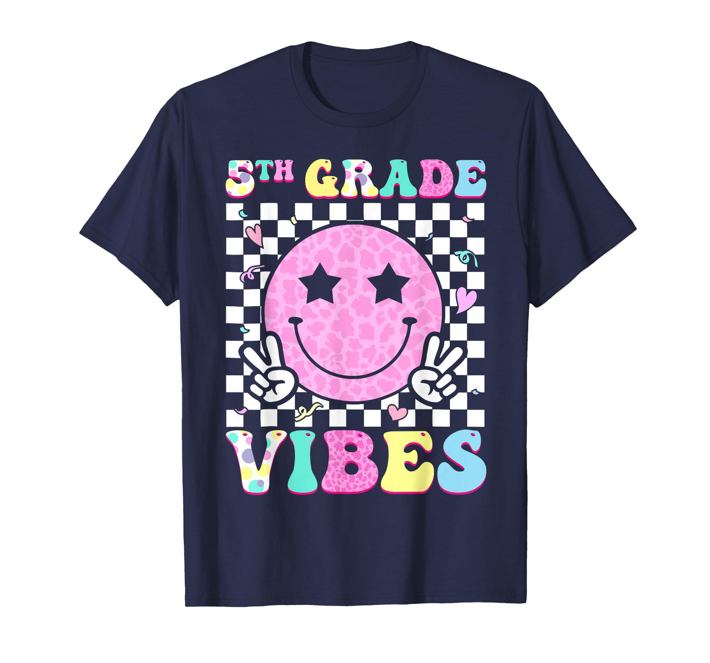 5th Grade Vibes Groovy Back to School Fifth Grade Girls Kids T-Shirt